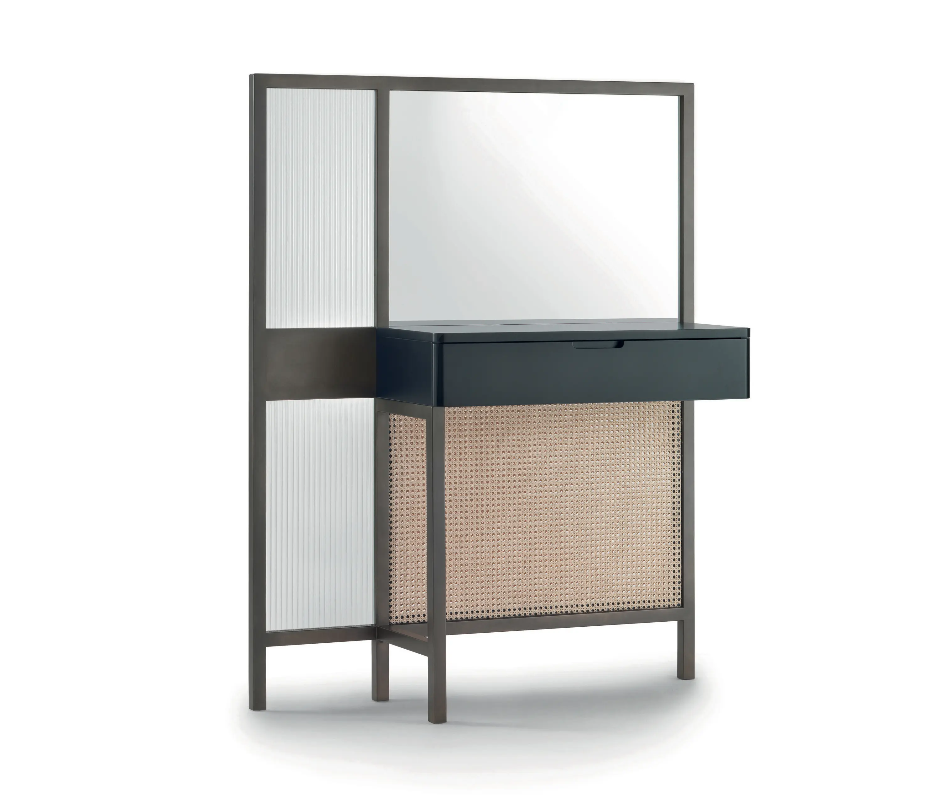 ARFLEX - Threshold Mirror Cabinet - Low Version with black lacquered drawer