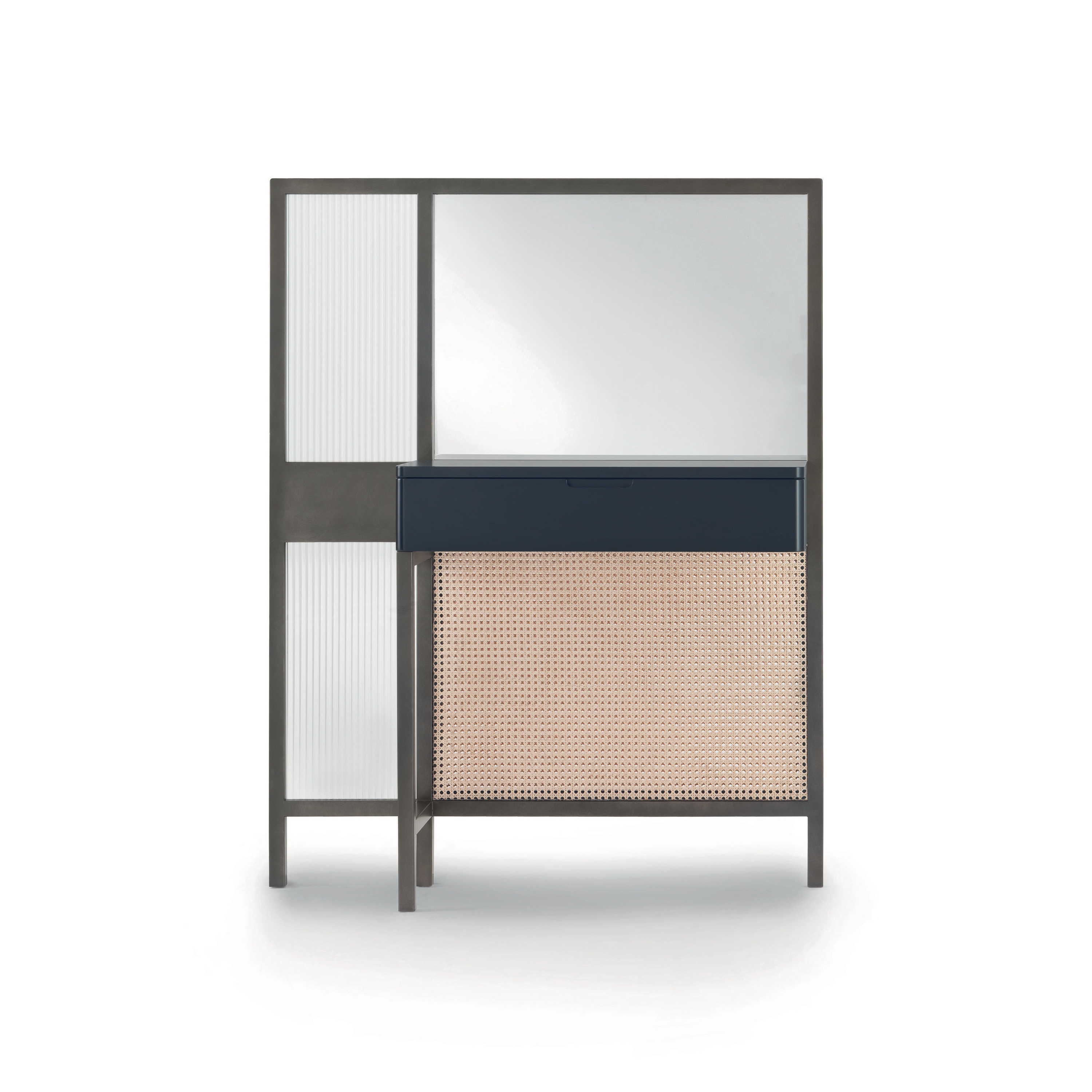 Threshold Mirror Cabinet - Low Version with black lacquered drawer