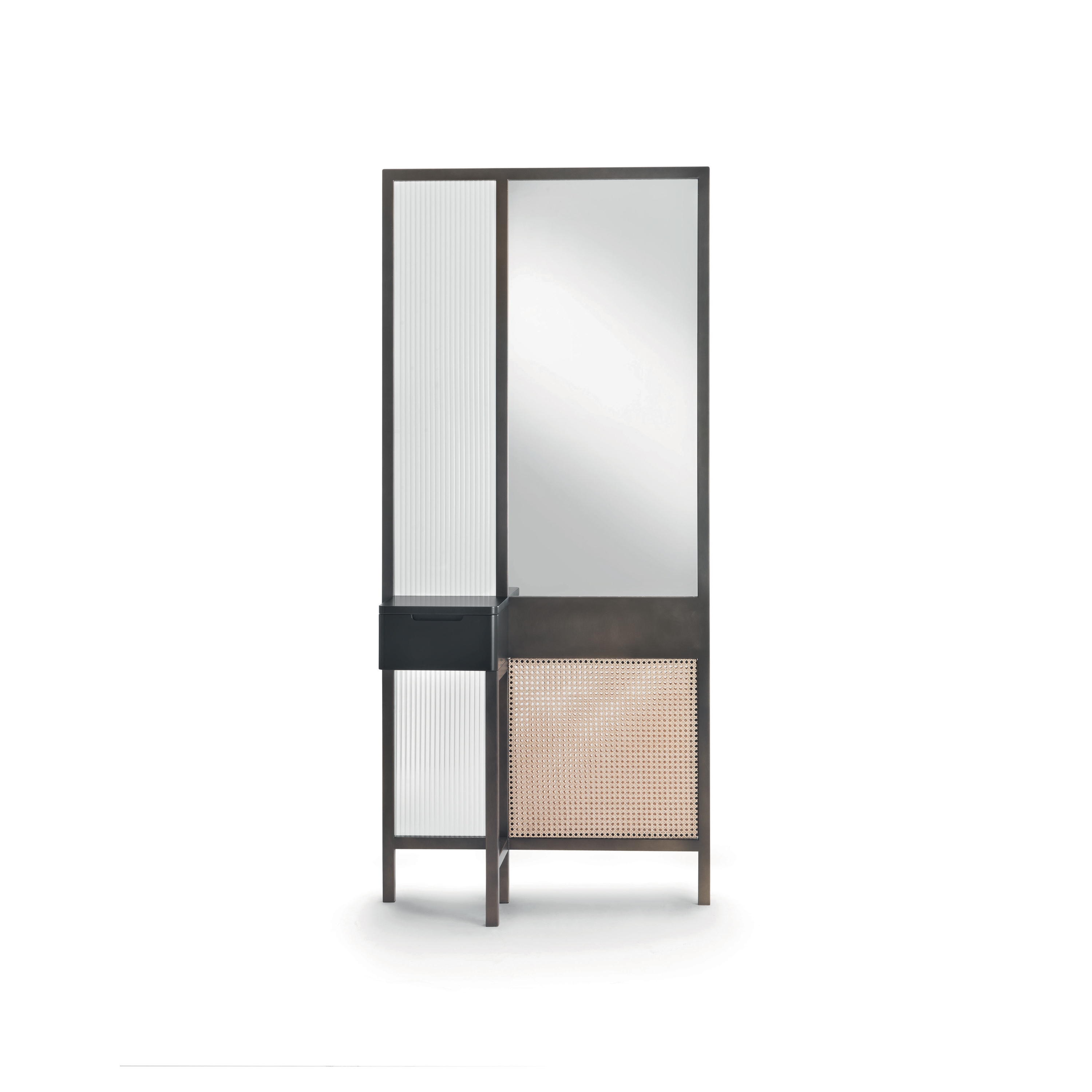 Threshold Mirror Cabinet - High Version with black lacquered drawer