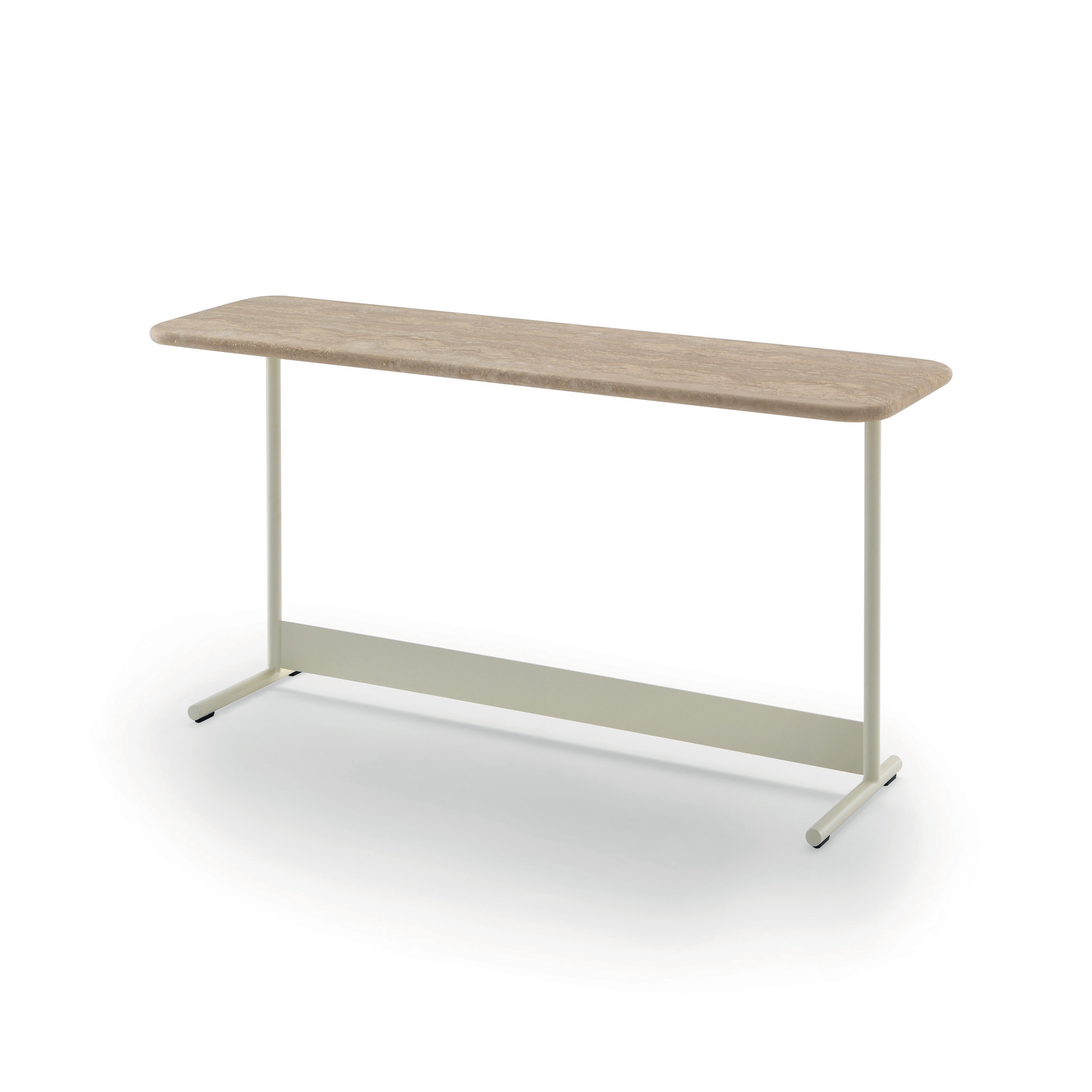 Display product Tokio Service 106x32 - Version with Travertino romano Top and Birch RAL 1013 lacquered Structure from manufacturer ARFLEX
