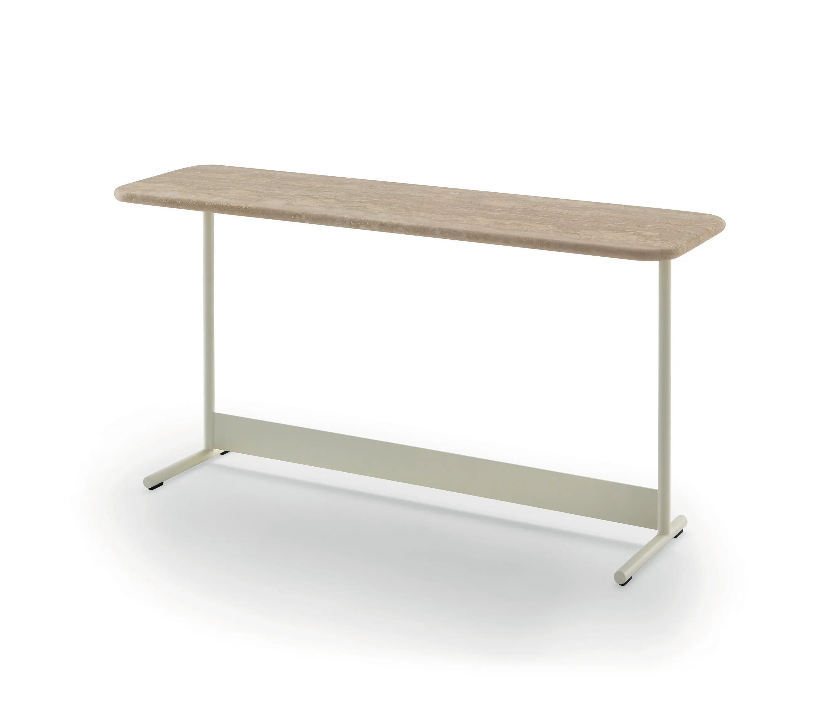 ARFLEX - Tokio Service 106x32 - Version with Travertino romano Top and Birch RAL 1013 lacquered Structure