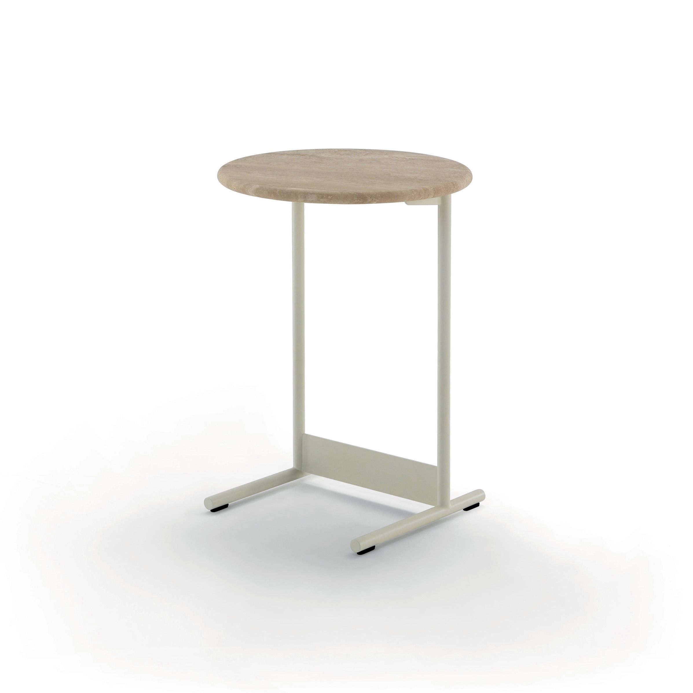 Display product Tokio Service ⌀ 40 - Version with Travertino romano Top and Birch RAL 1013 lacquered Structure from manufacturer ARFLEX