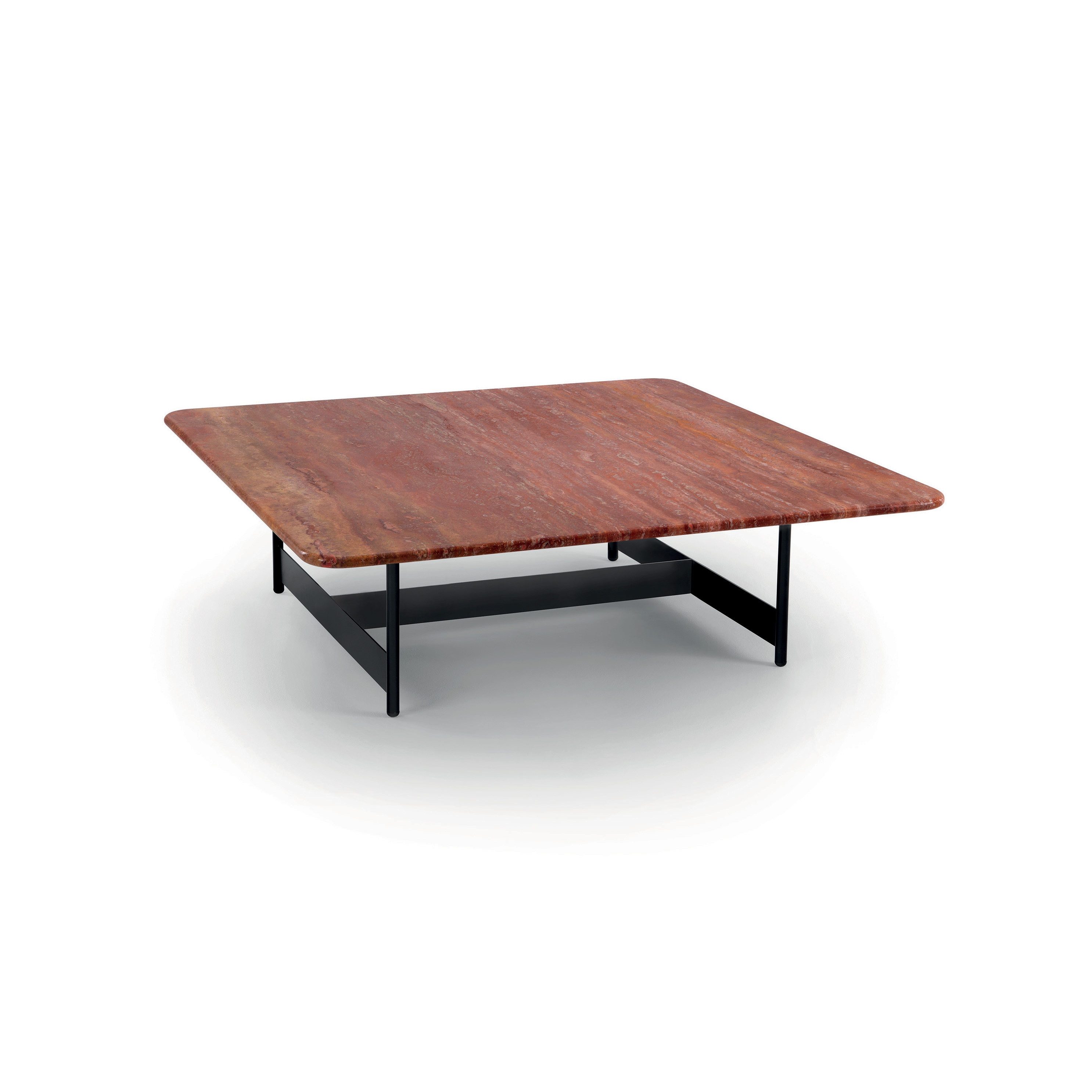 Display product Tokio Small table 106x106 - Version with Travertino rosso Top from manufacturer ARFLEX