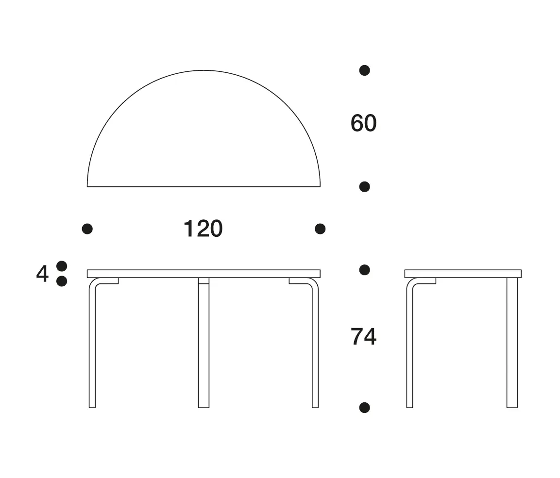 Artek - Aalto table half round 95