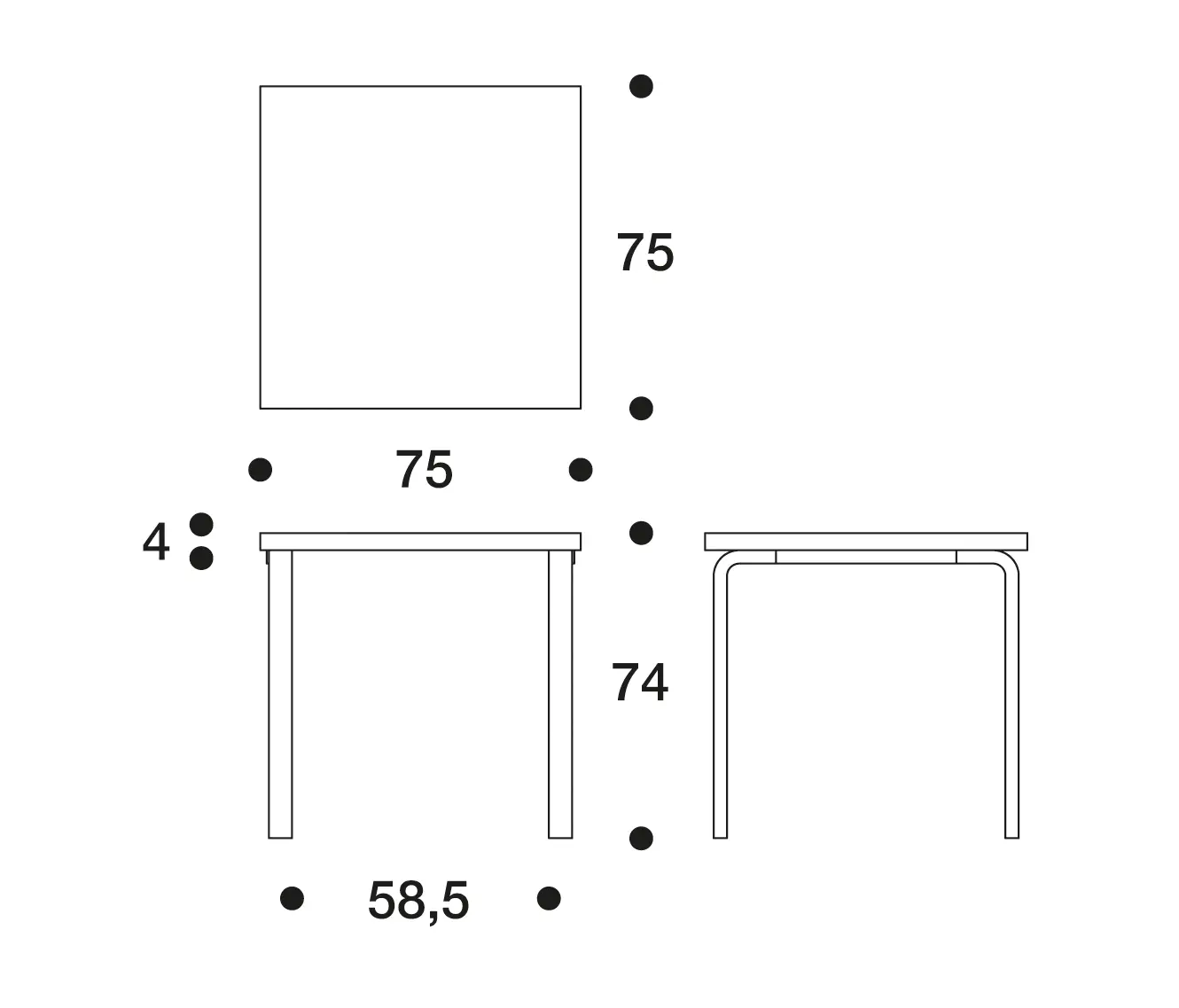 Artek - Aalto table square 81C