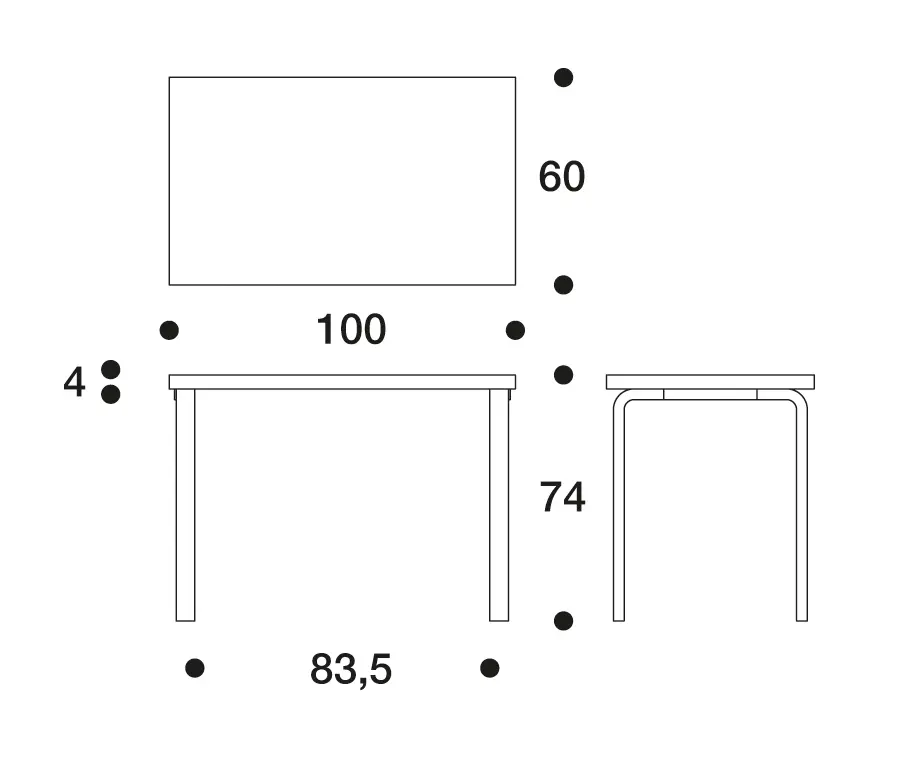 Artek - Aalto table rectangular 80B