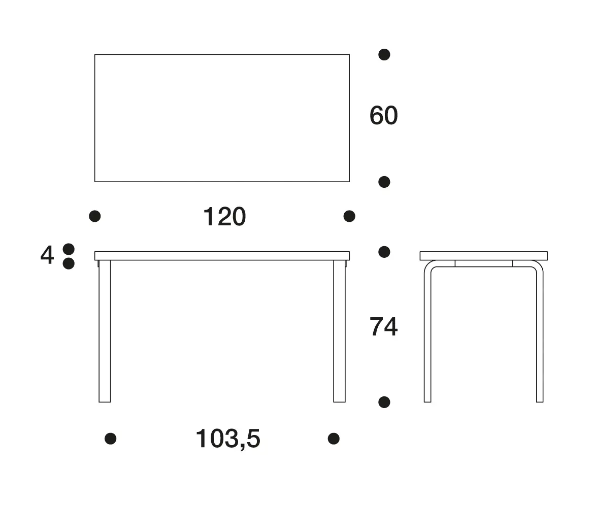 Artek - Aalto table rectangular 80A
