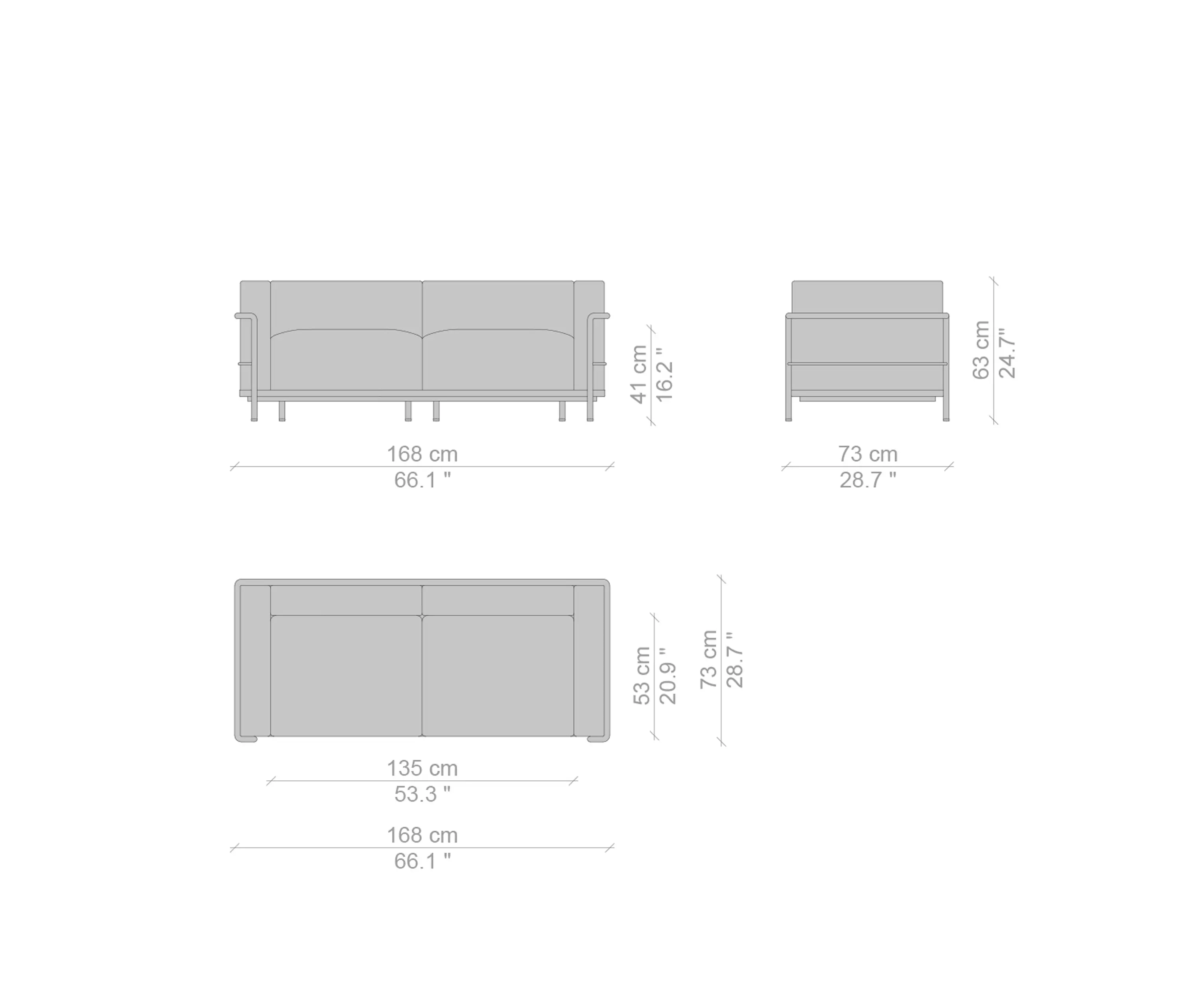 Cassina - 3 Fauteuil Grand Confort, grand modèle, deux places, durable