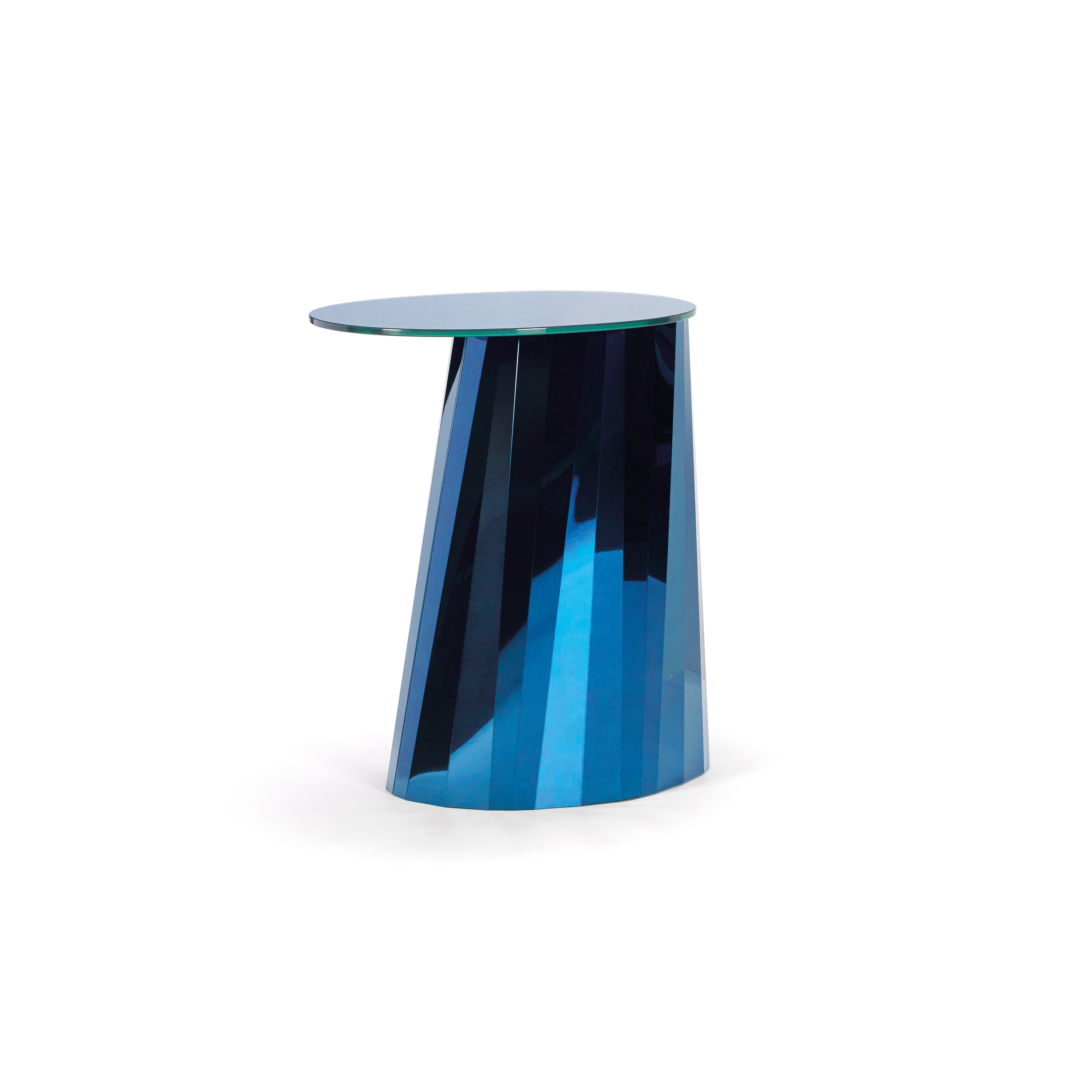Pli Side Table High Blue Satin