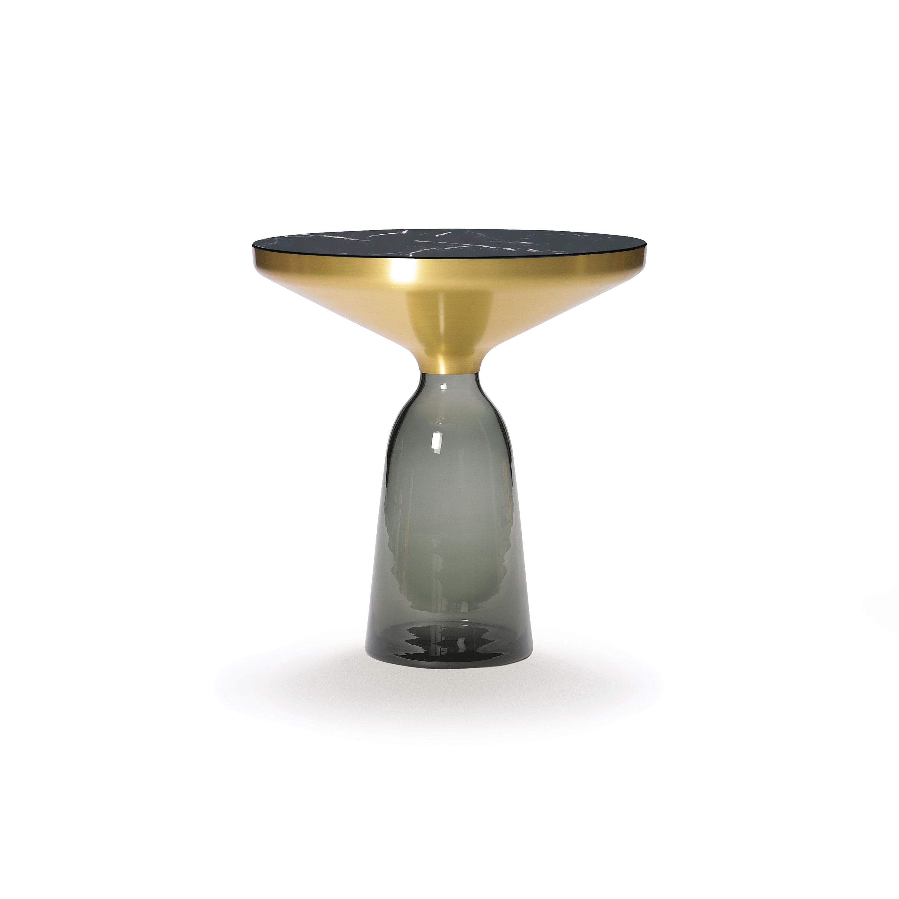 Bell Side Table brass-marble-grey