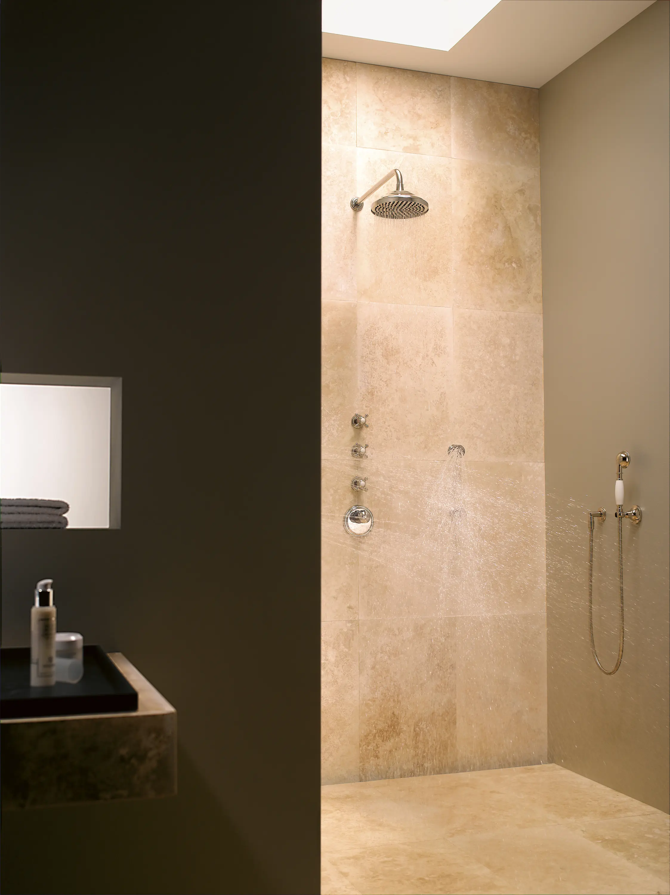 Dornbracht - Madison - Bath mixer for wall mounting with hand shower set