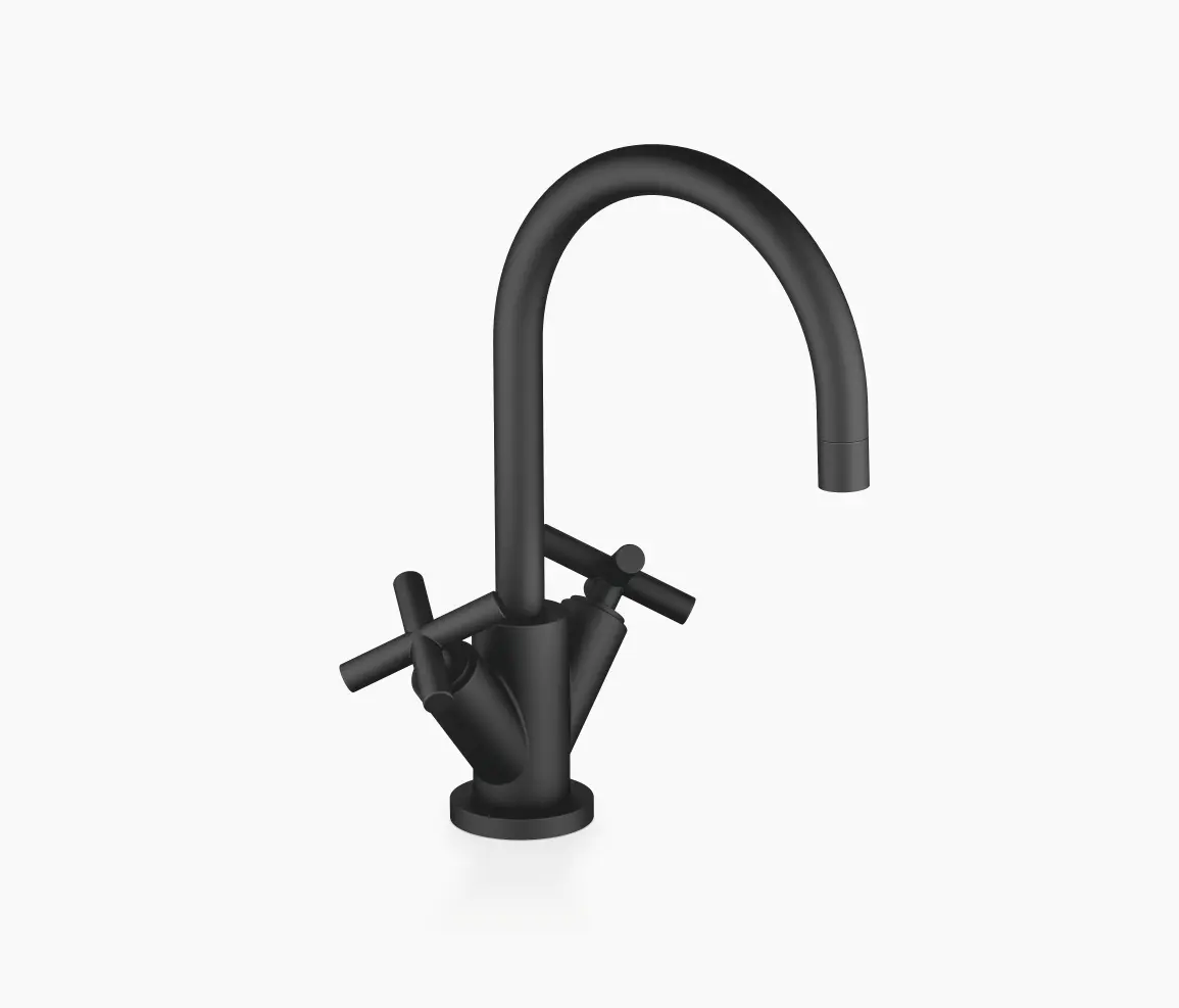 Dornbracht - Tara. - Mélangeur de lavabo monotrou avec garniture d'écoulement - noir mat