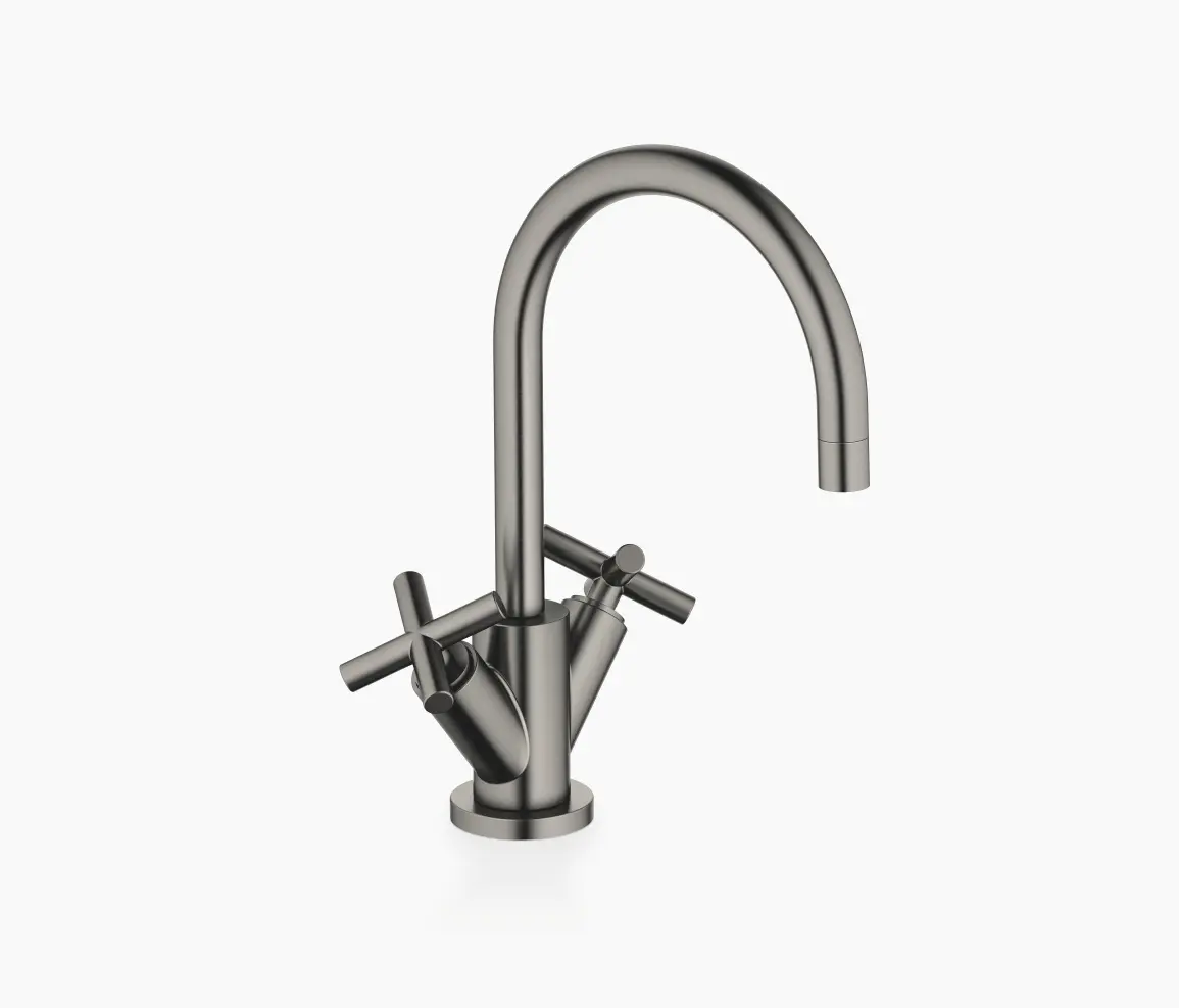Dornbracht - Tara. - Mélangeur de lavabo monotrou avec garniture d'écoulement - Dark Platinum matt