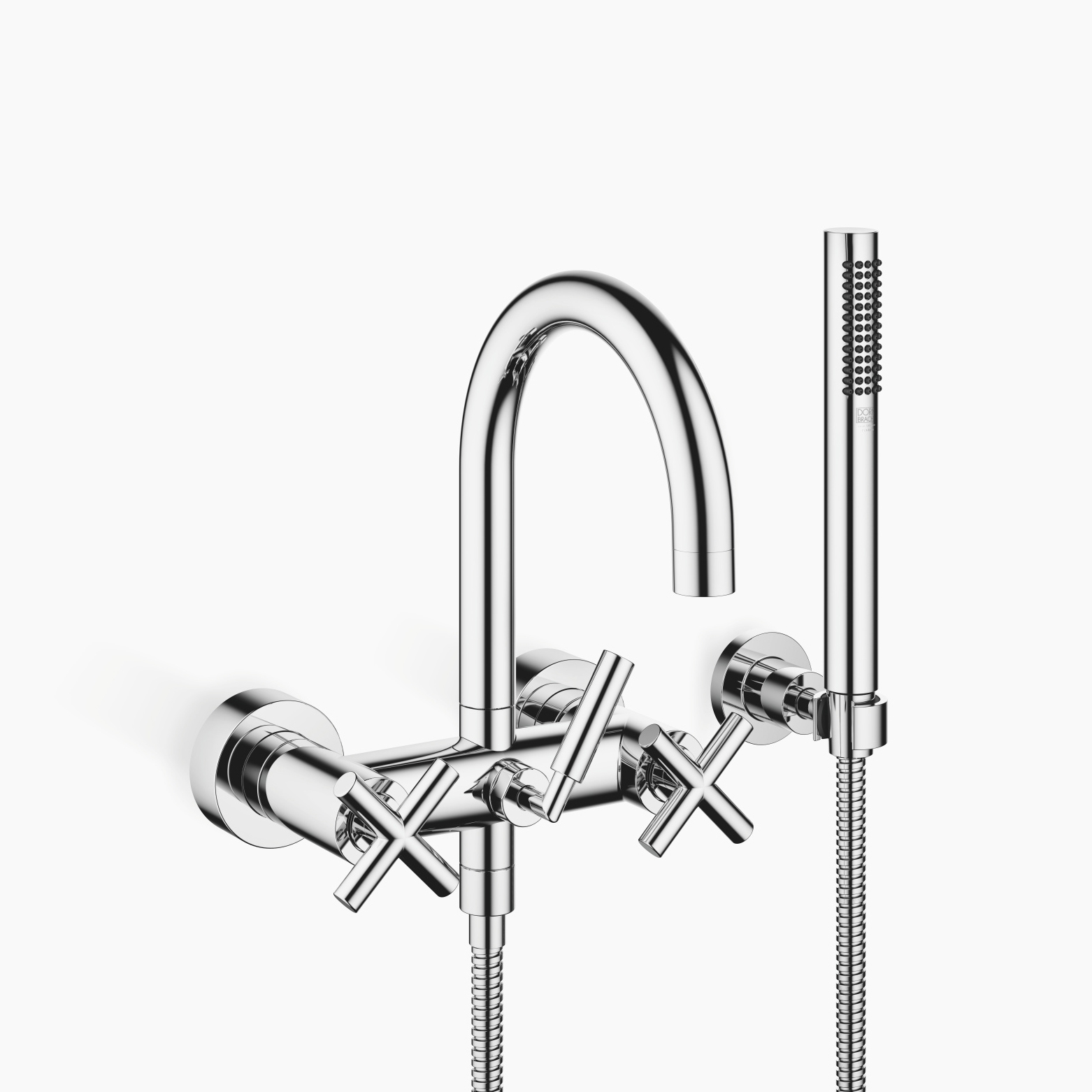 Display product Tara. - Bath mixer for wall mounting with hand shower set from manufacturer Dornbracht