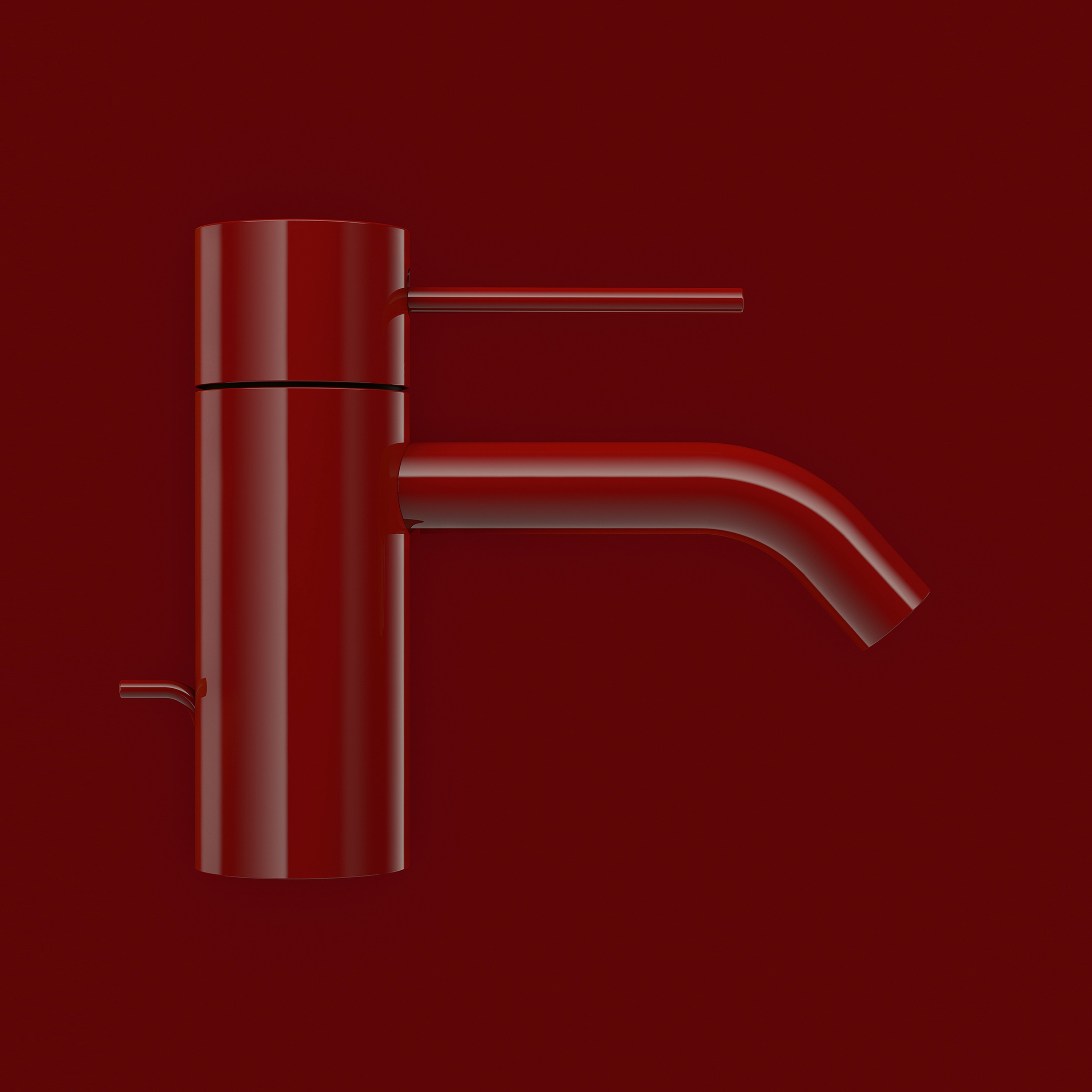 Meta - Single-lever basin mixer with pop-up waste - red