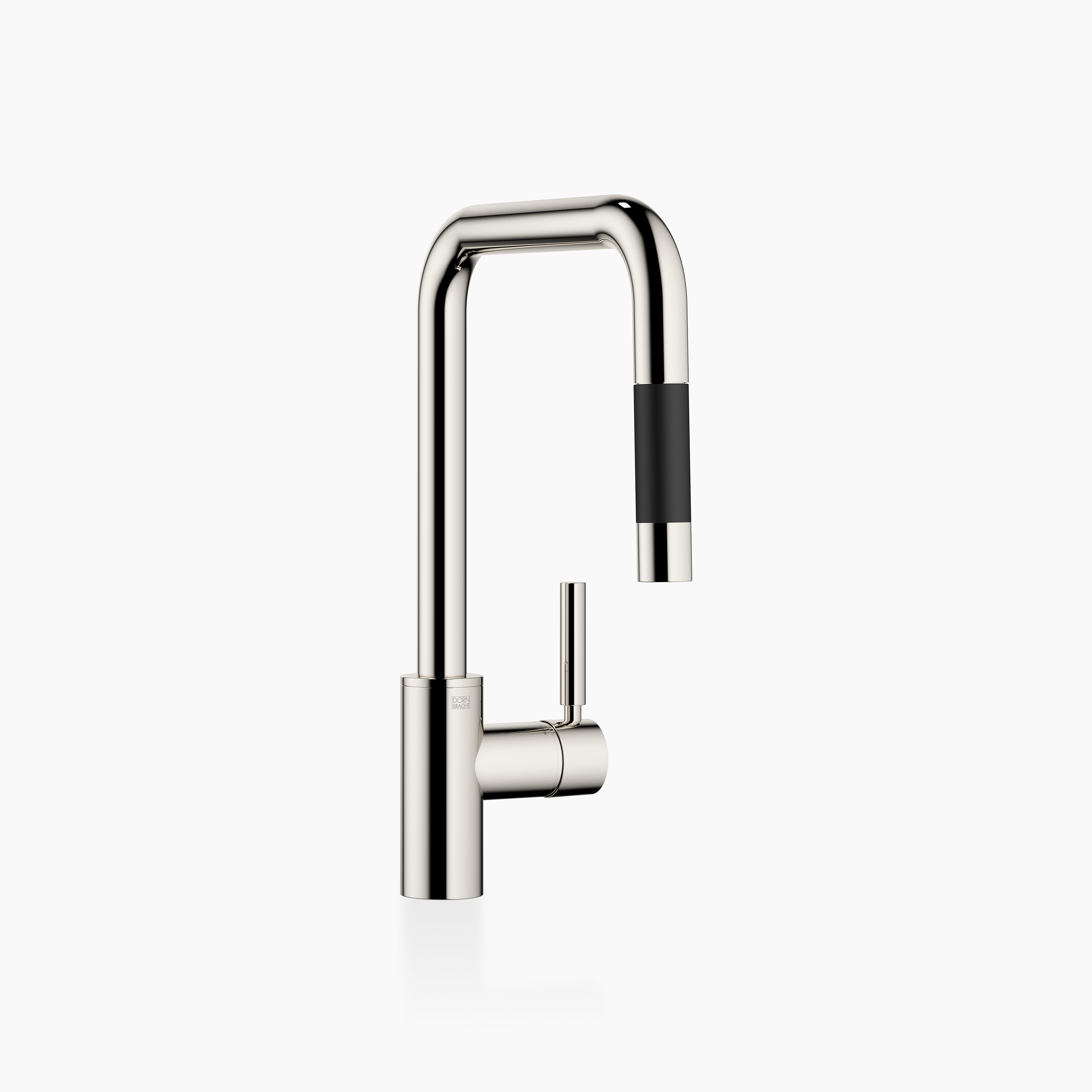META SQUARE - Single-lever mixer Pull-down with spray function - Platinum