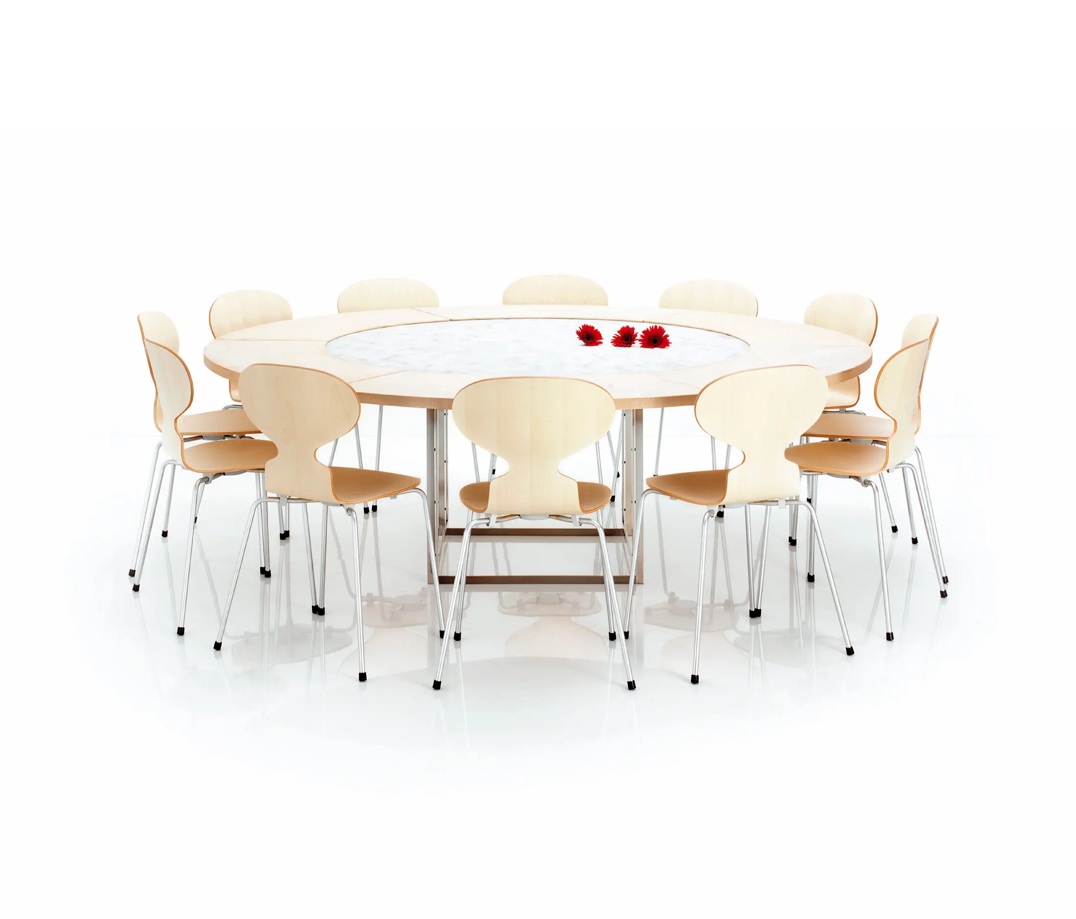Fritz Hansen - PK54A™ | Table | Marble | PK 54A Extension ring ash | Satin brushed stainless steel base