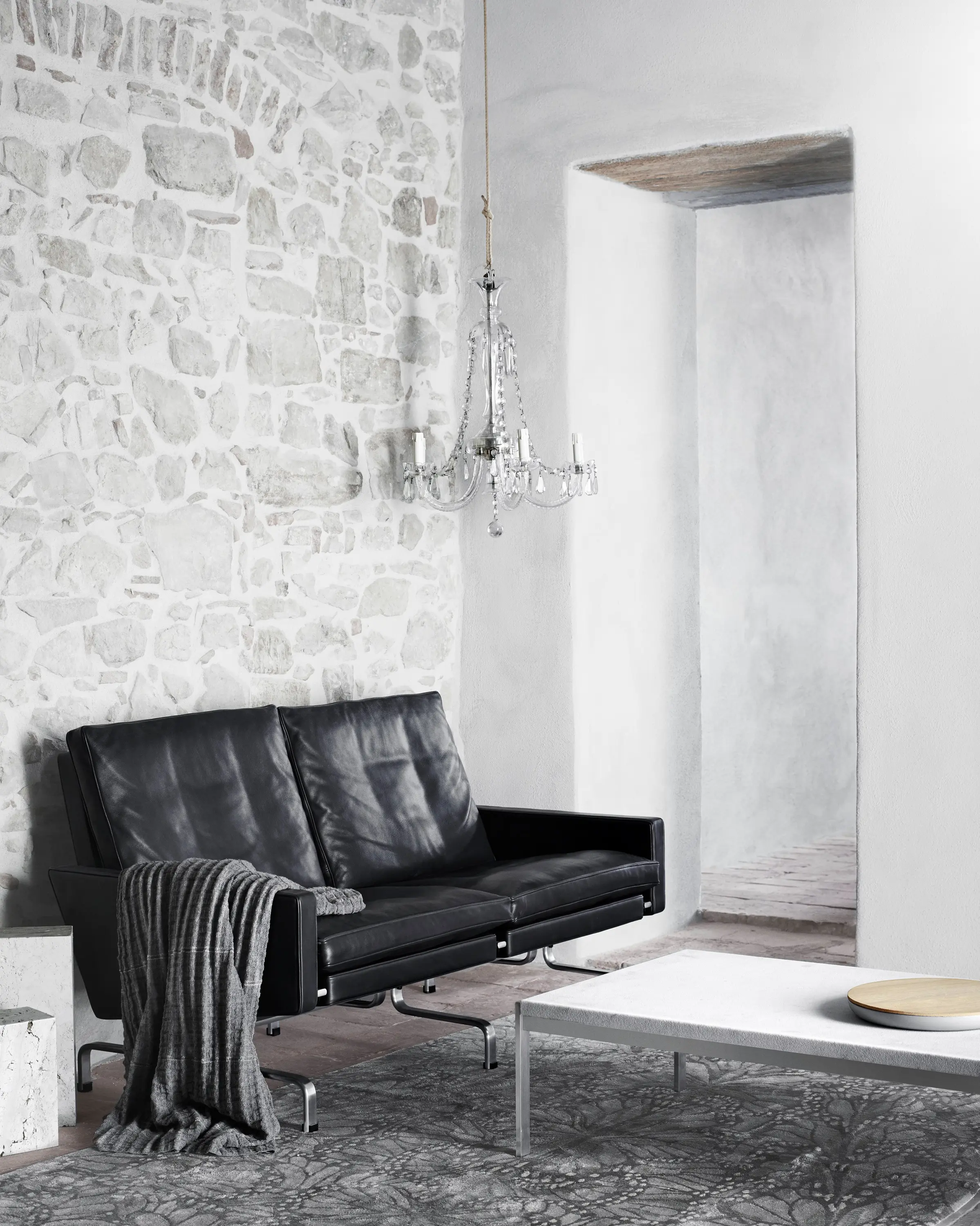 Fritz Hansen - PK63A™ | Coffee table | Dark granite | Satin brushed stainless steel base