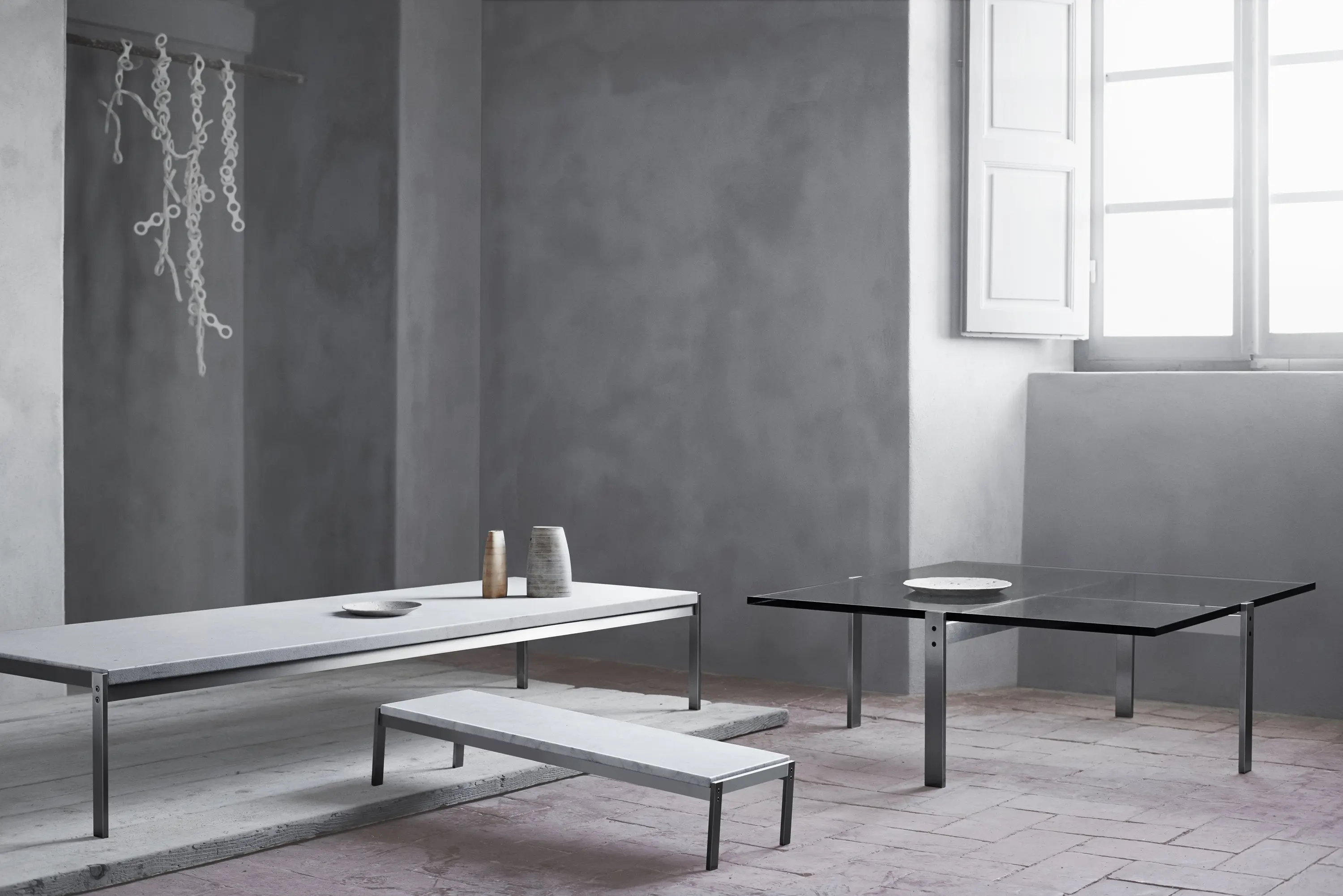 Fritz Hansen - PK63A™ | Coffee table | Dark granite | Satin brushed stainless steel base
