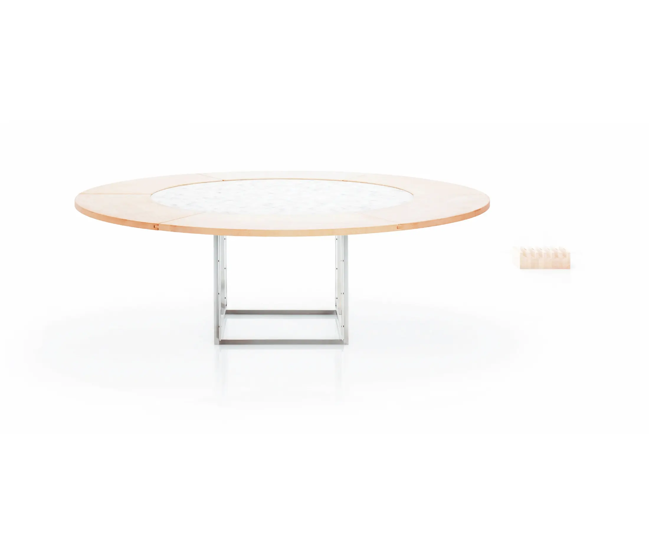 Fritz Hansen - PK54A™ | Table | Marble | PK 54A Extension ring ash | Satin brushed stainless steel base