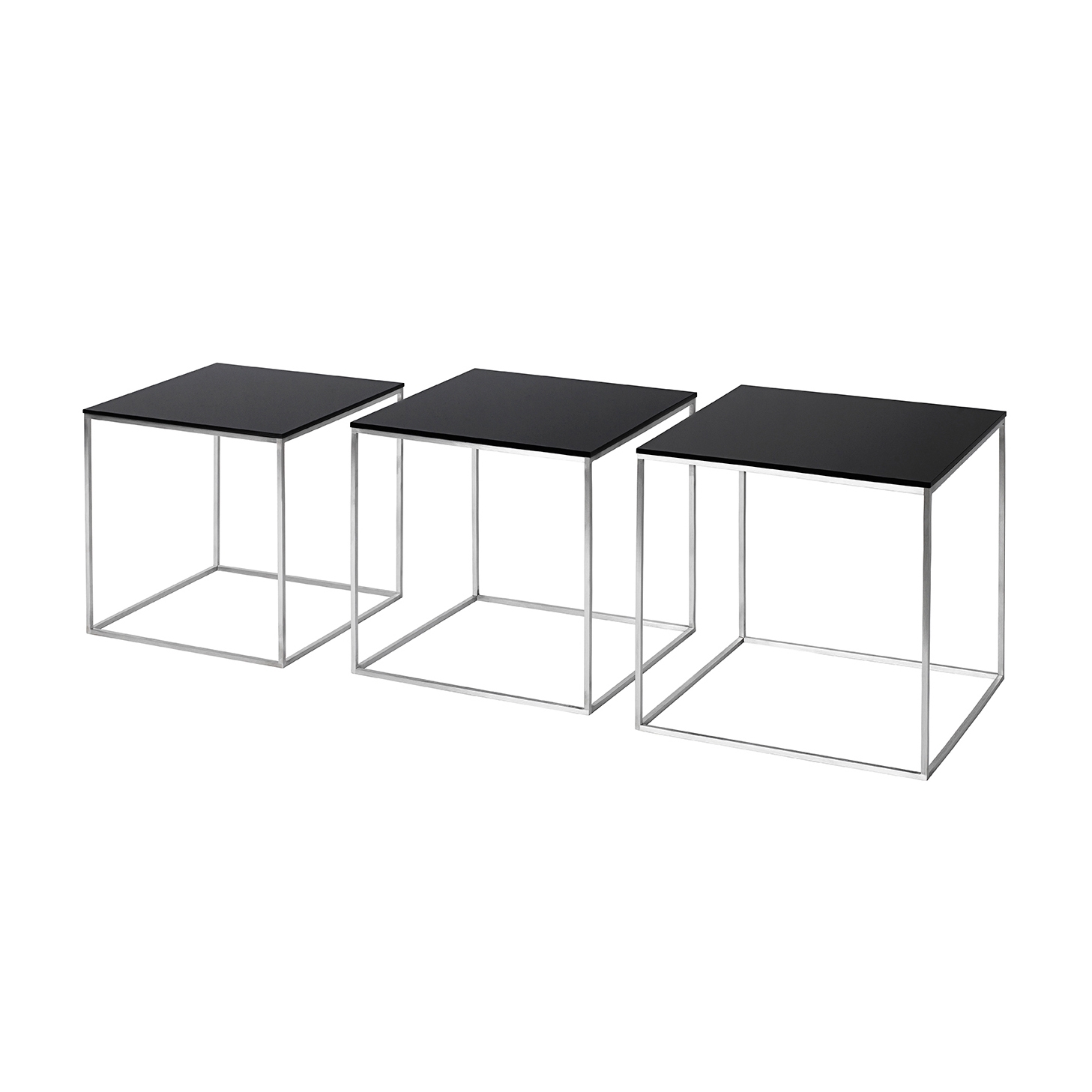 Display product PK71™ | Side tables | Black acrylic | Satin brushed stainless steel base from manufacturer Fritz Hansen