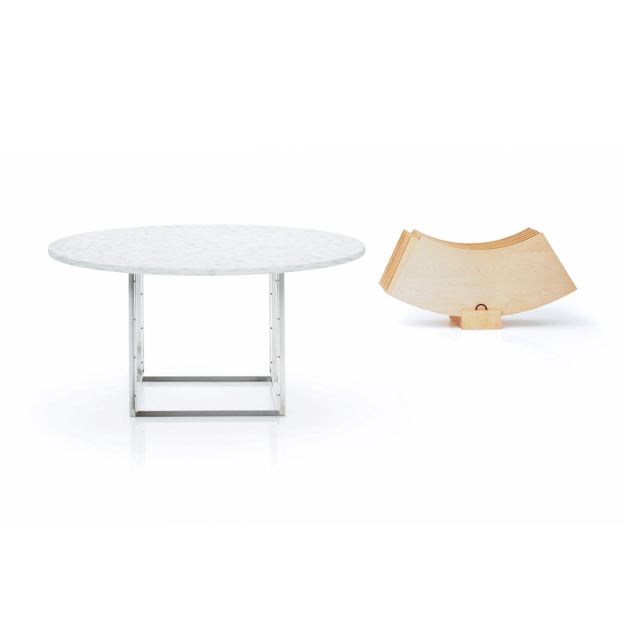 Afficher le produit PK54A™ | Table | Marble | PK 54A Extension ring ash | Satin brushed stainless steel base du fabricant Fritz Hansen