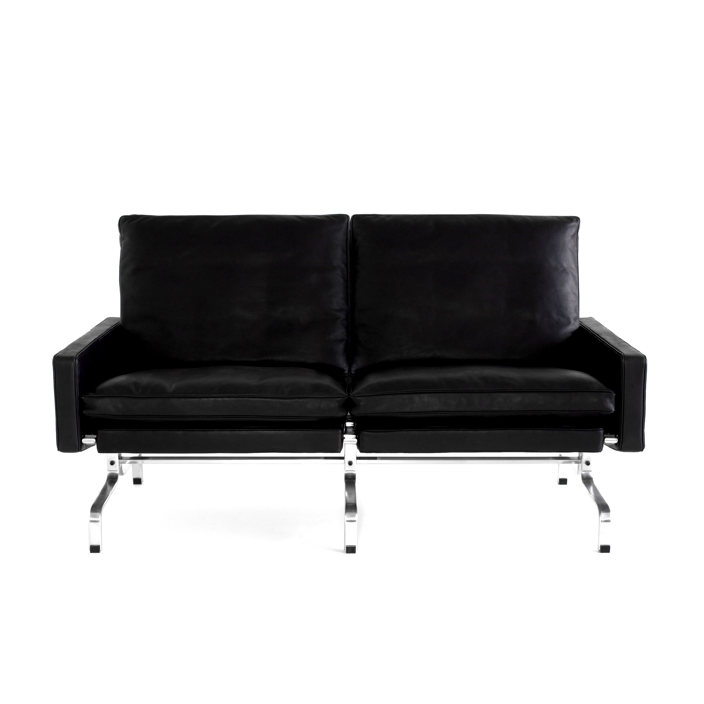 Display product PK31™/2 | Sofa | Leather | Matt chromed spring steel base | Module from manufacturer Fritz Hansen