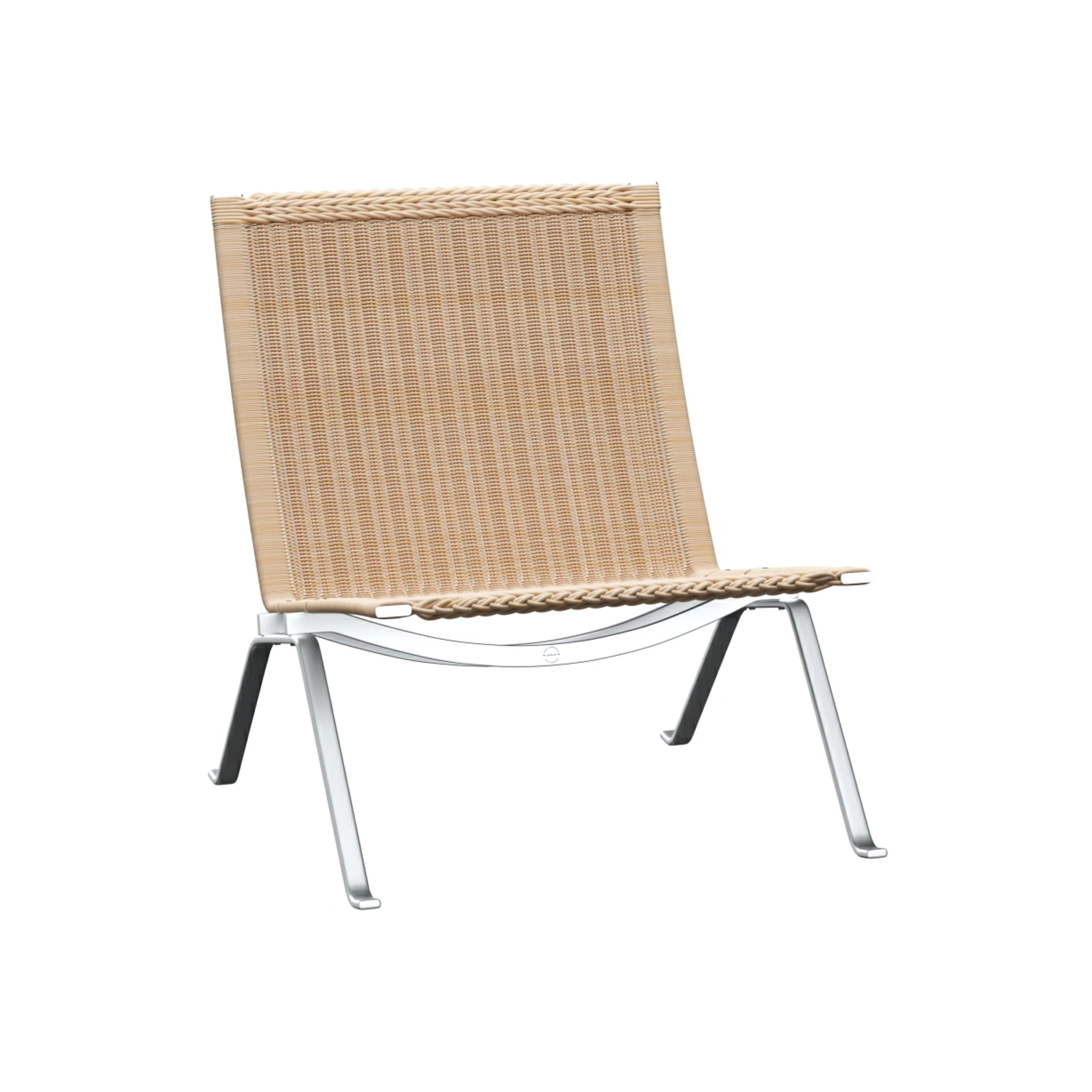 Display product PK22™ | Lounge chair | Wicker | Satin brushed staineless spring steel base from manufacturer Fritz Hansen