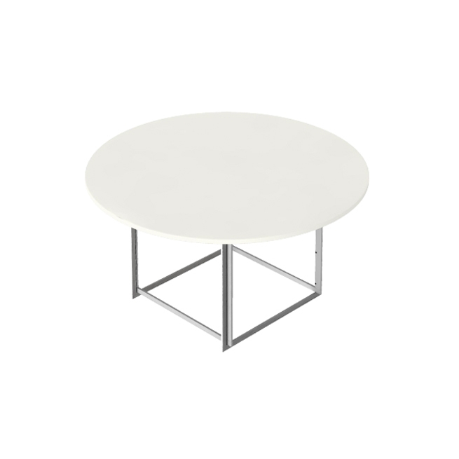 Display product PK58™ | Table | White moulded polyester composit w ATH | Satin brushed stainless steel base from manufacturer Fritz Hansen