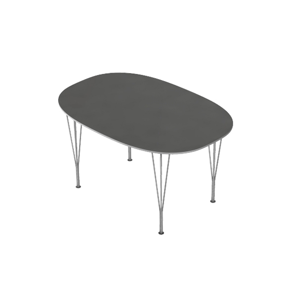 Display product Superellipse™ | Dining table | B611 | Black laminate | Chrome span legs from manufacturer Fritz Hansen