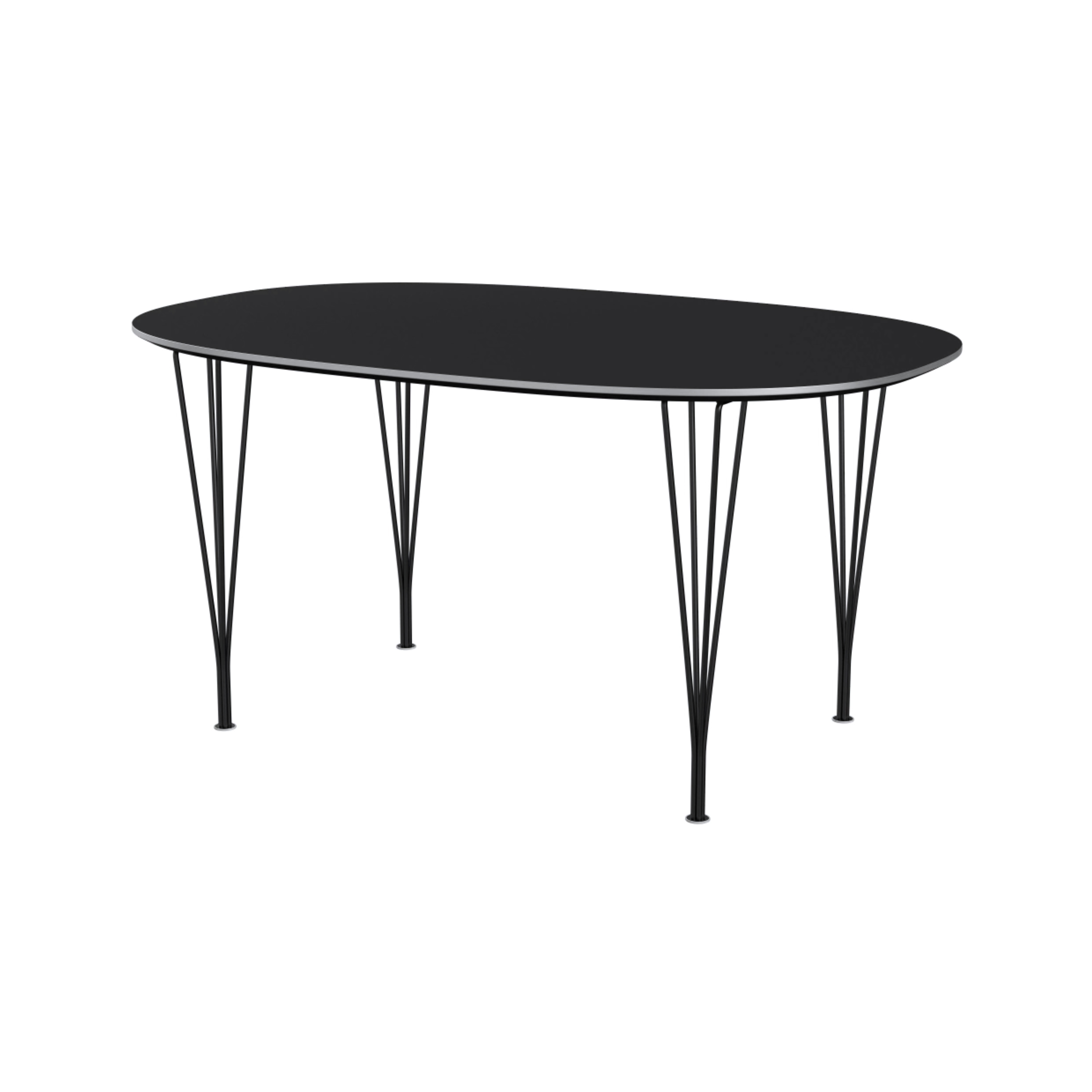 Display product Superellipse™ | Dining table | B612 | Black laminate | Black powdercoated spanlegs from manufacturer Fritz Hansen