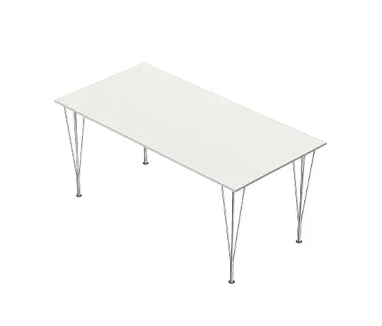Fritz Hansen - Rectangular | Dining table | B638 | White laminate | Chrome span legs