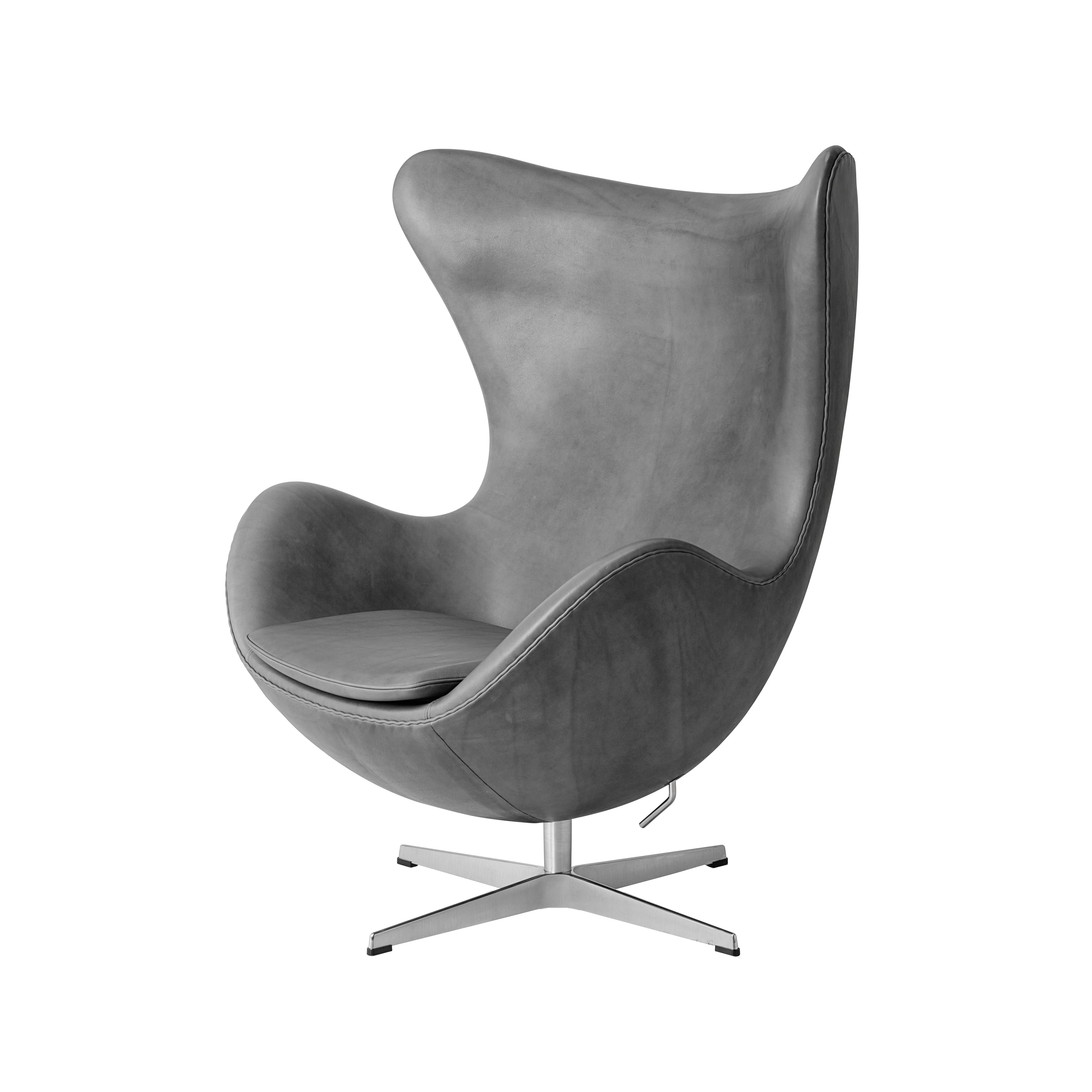 Egg™ Lounge chair | 3316 | Grey leather | Polished aluminum base
