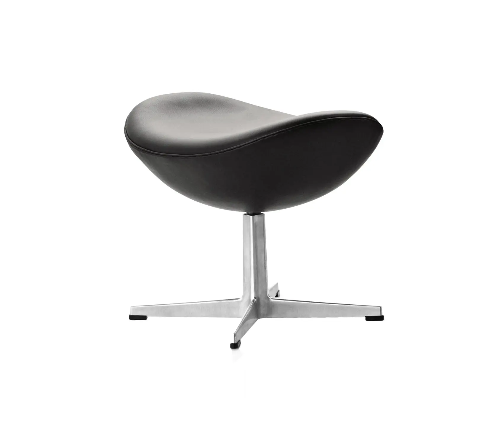 Fritz Hansen - Egg™ Footstool | 3127 | Black leather | Polished aluminum base