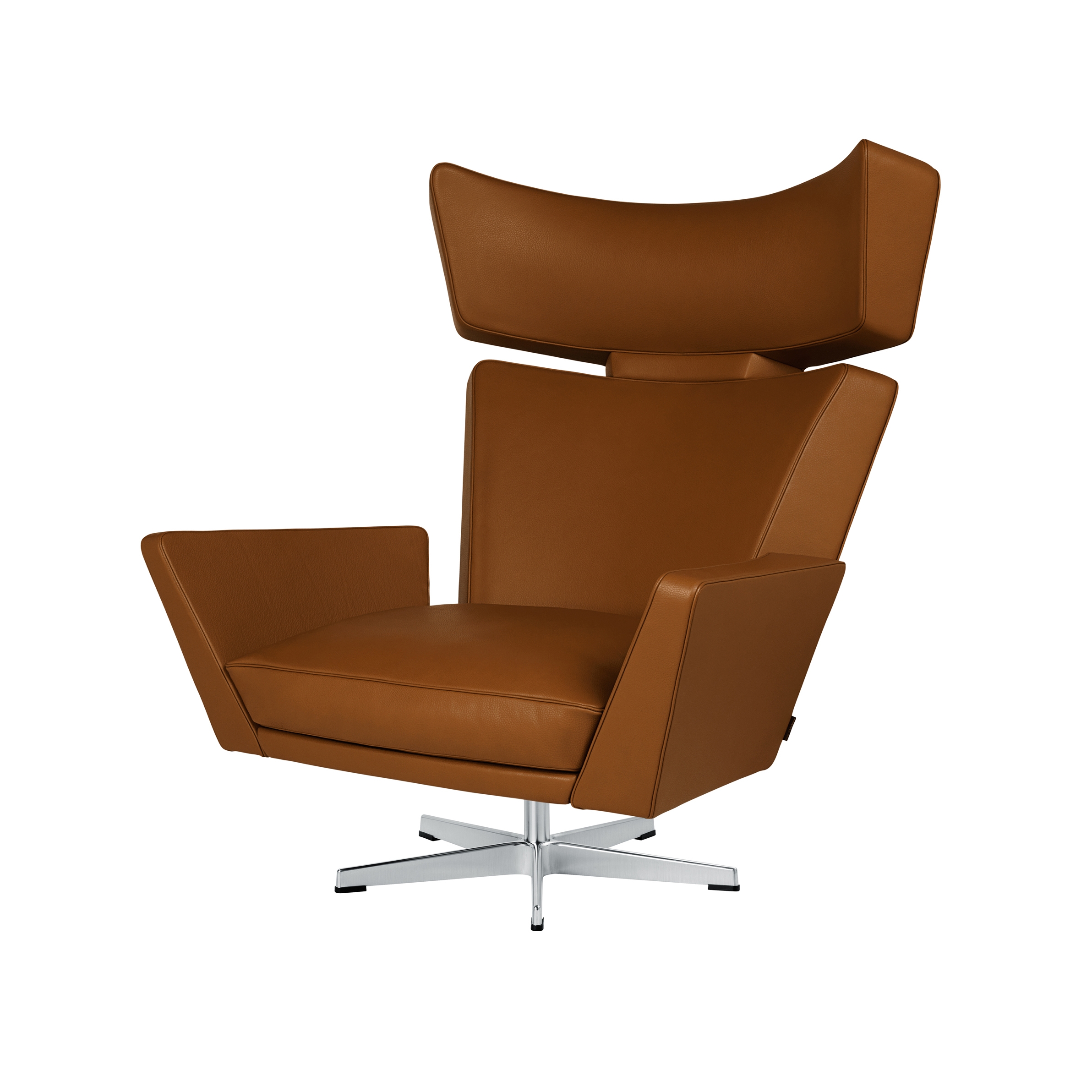 Display product Oksen™ | Lounge chair | 4201 | leather | Satin polished aluminum base from manufacturer Fritz Hansen
