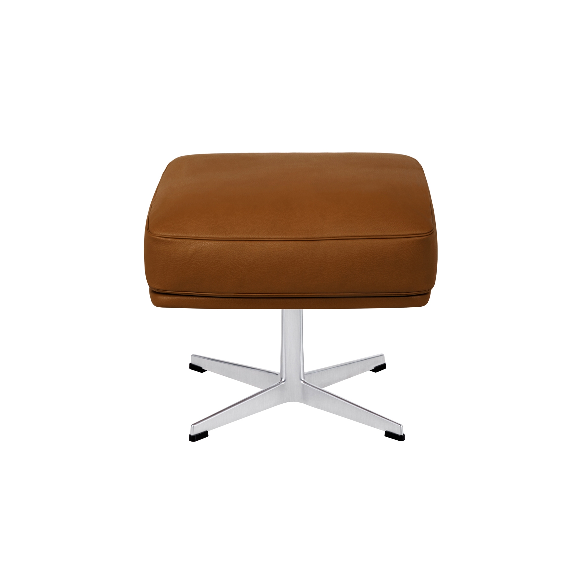 Oksen™ | foot Stool | 4210 | leather | Satin polished aluminum base