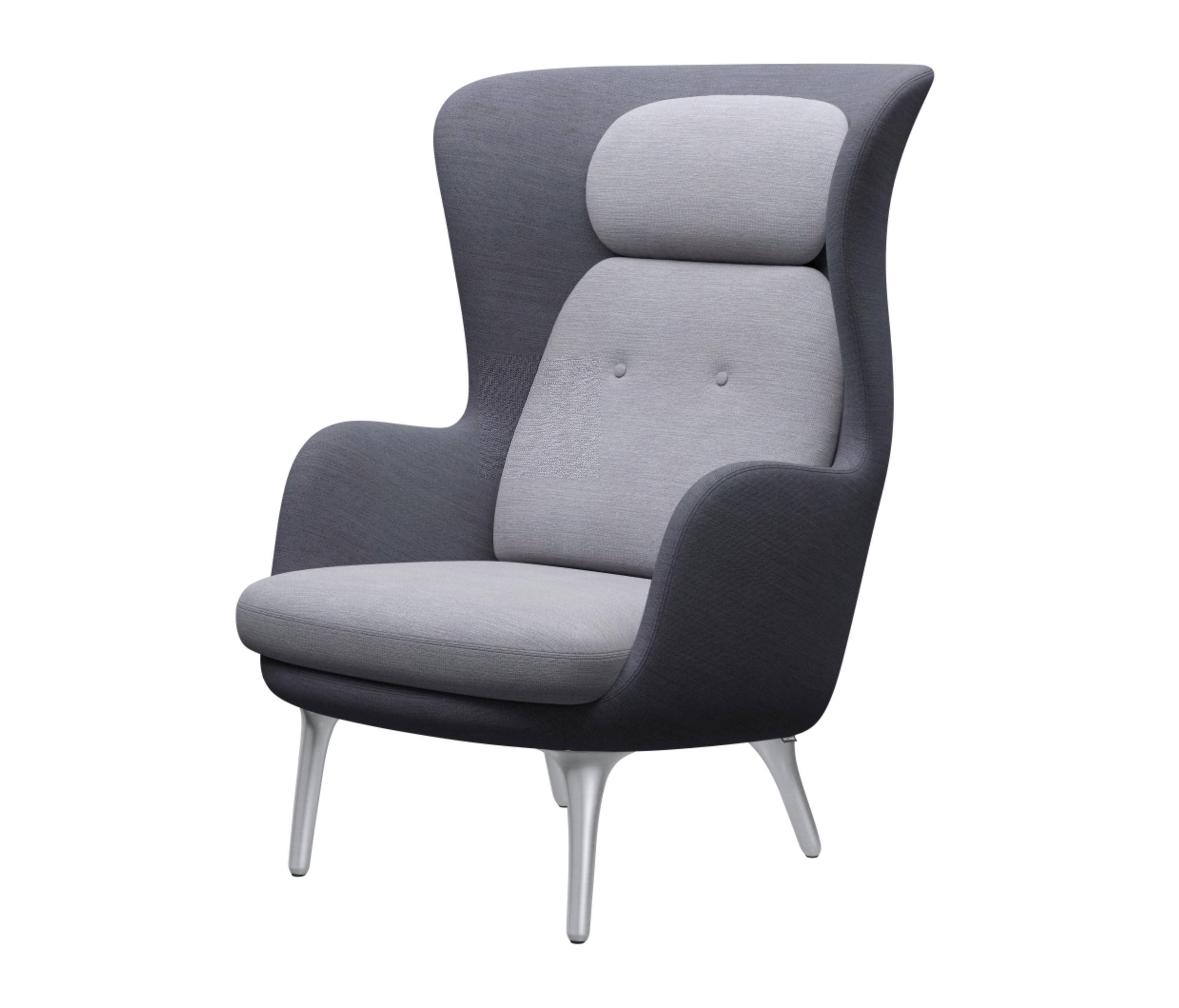 Display product Ro™ | Lounge chair | JH1 | Brushed aluminum base from manufacturer Fritz Hansen