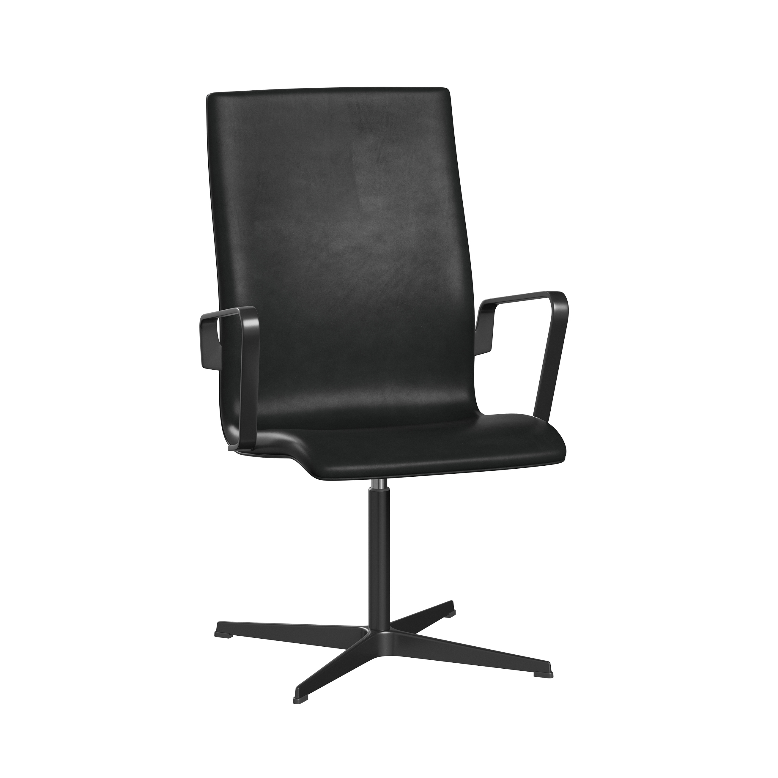 Display product Oxford™ | Chair | 3243T | Leather | 4 star black base | Armrest from manufacturer Fritz Hansen