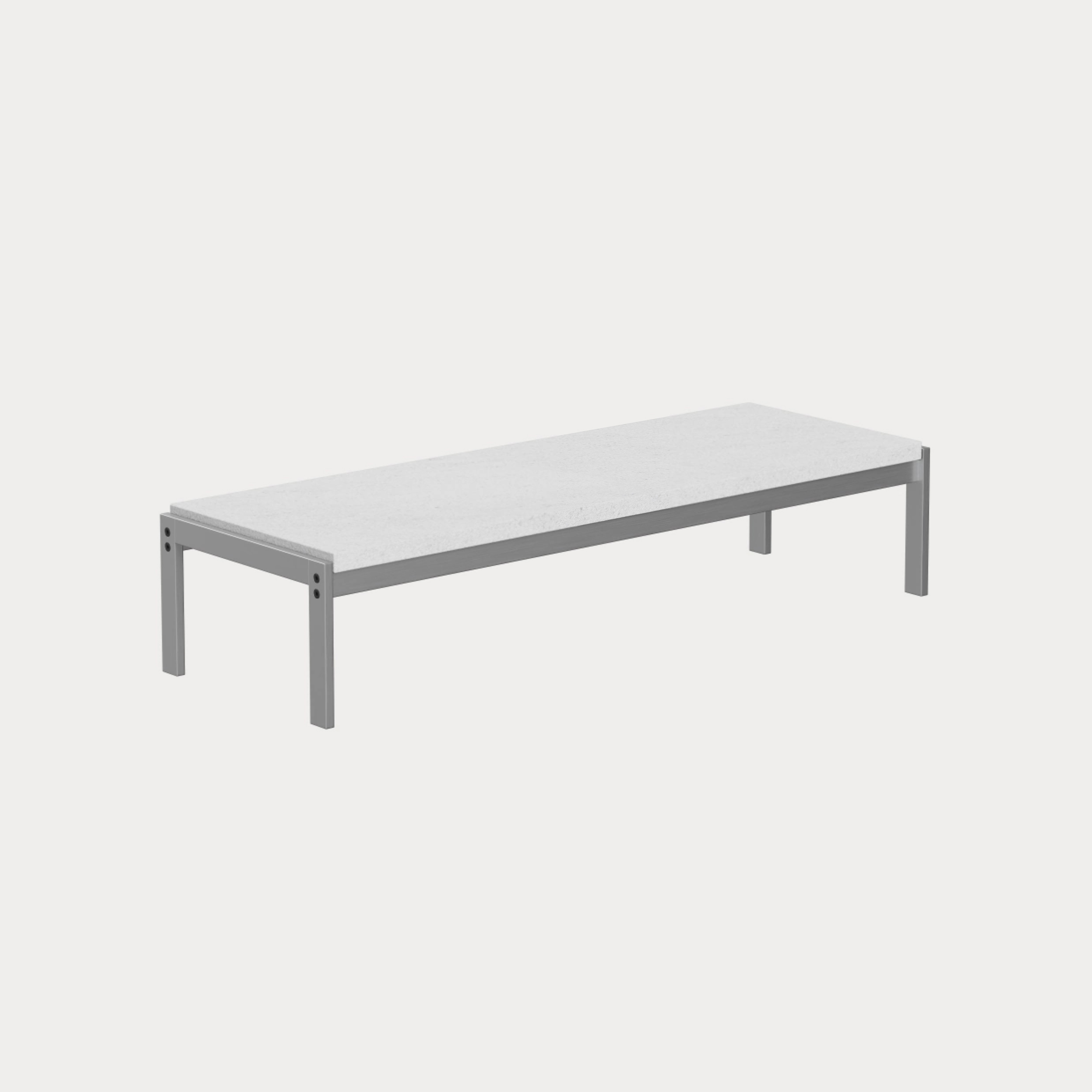 Display product PK62™ | Coffee table | White rolled marble | Satin brushed stainless steel base from manufacturer Fritz Hansen