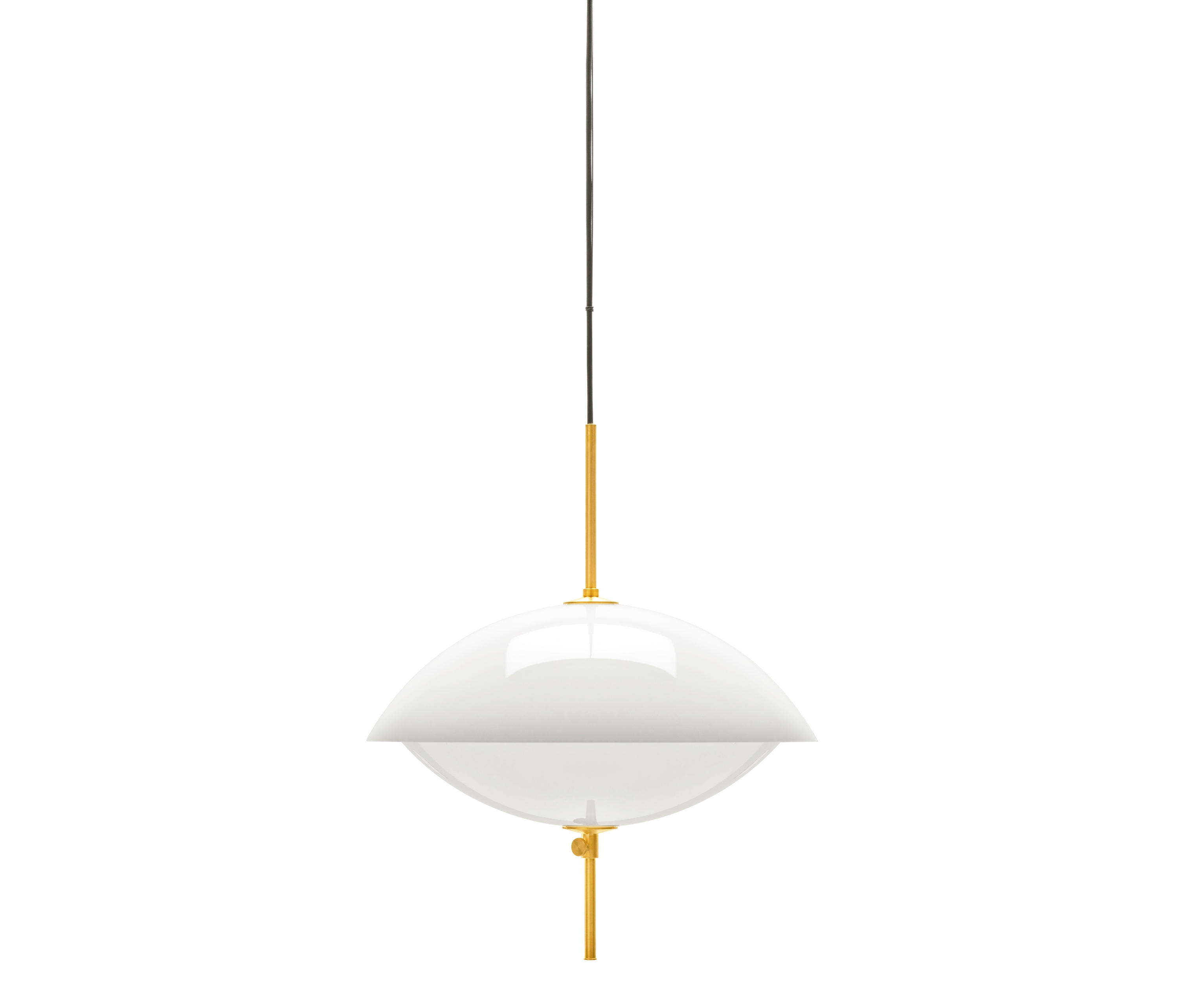 Display product Clam™ | Pendant | ø440 | Opal glass shade | Brass suspension | Black cord from manufacturer Fritz Hansen