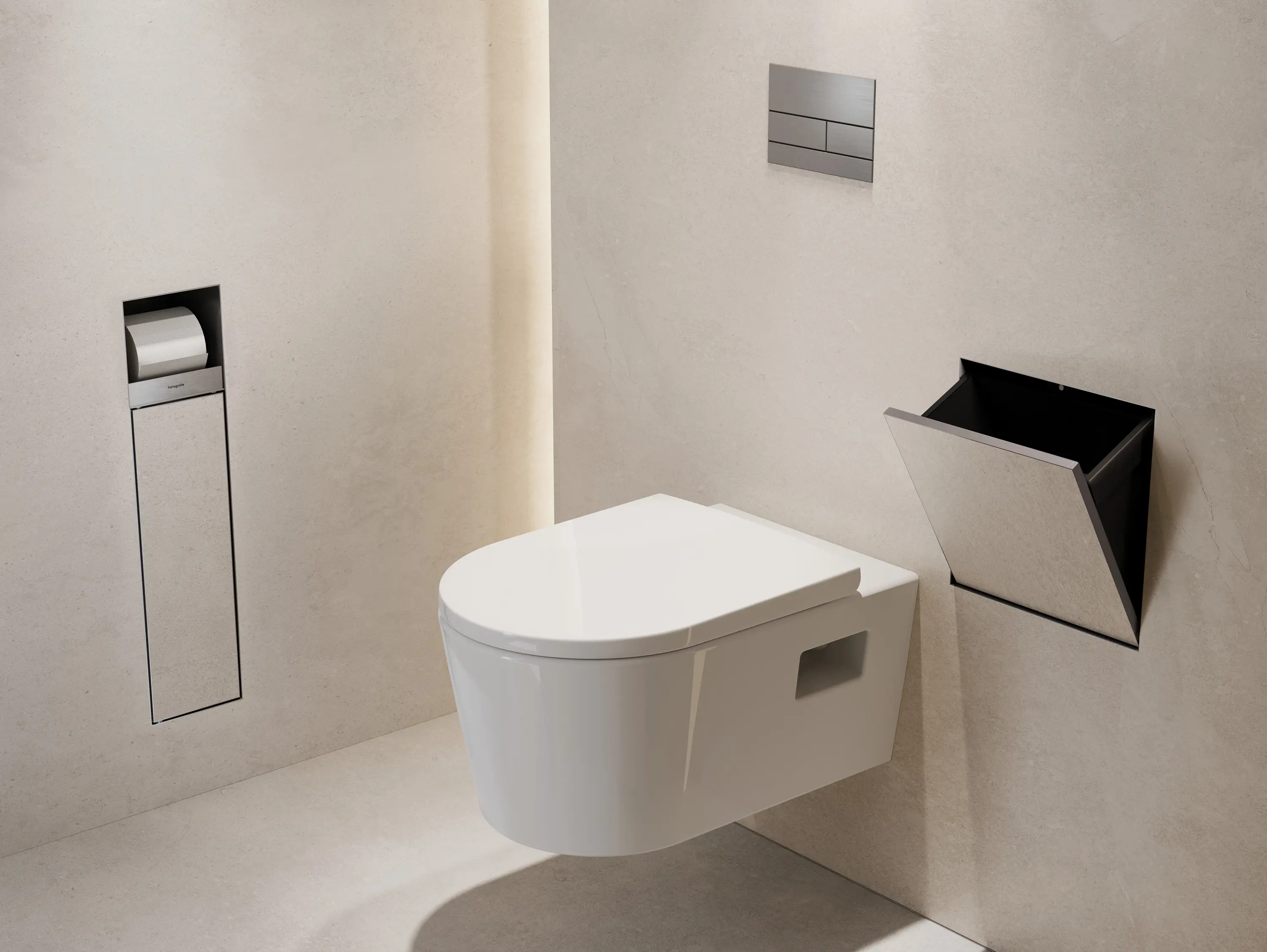 Hansgrohe - hansgrohe XtraStoris Safe Nicho de pared con puerta alicatable y válvula de cierre integrada