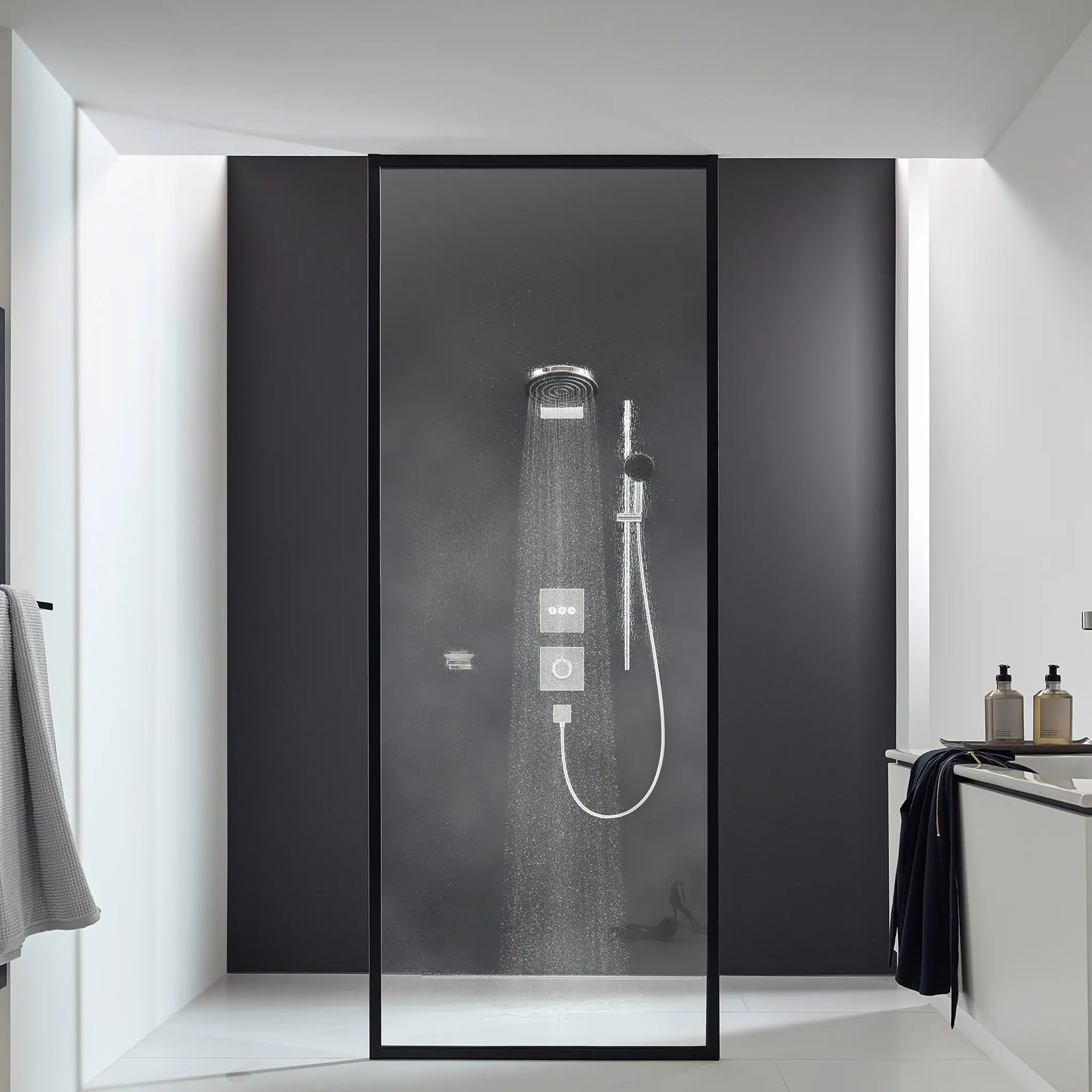 Hansgrohe - hansgrohe Pulsify Select Shower system 105 3jet Relaxation with hand shower, thermostat, shower bar 65 cm, slider and shower hose