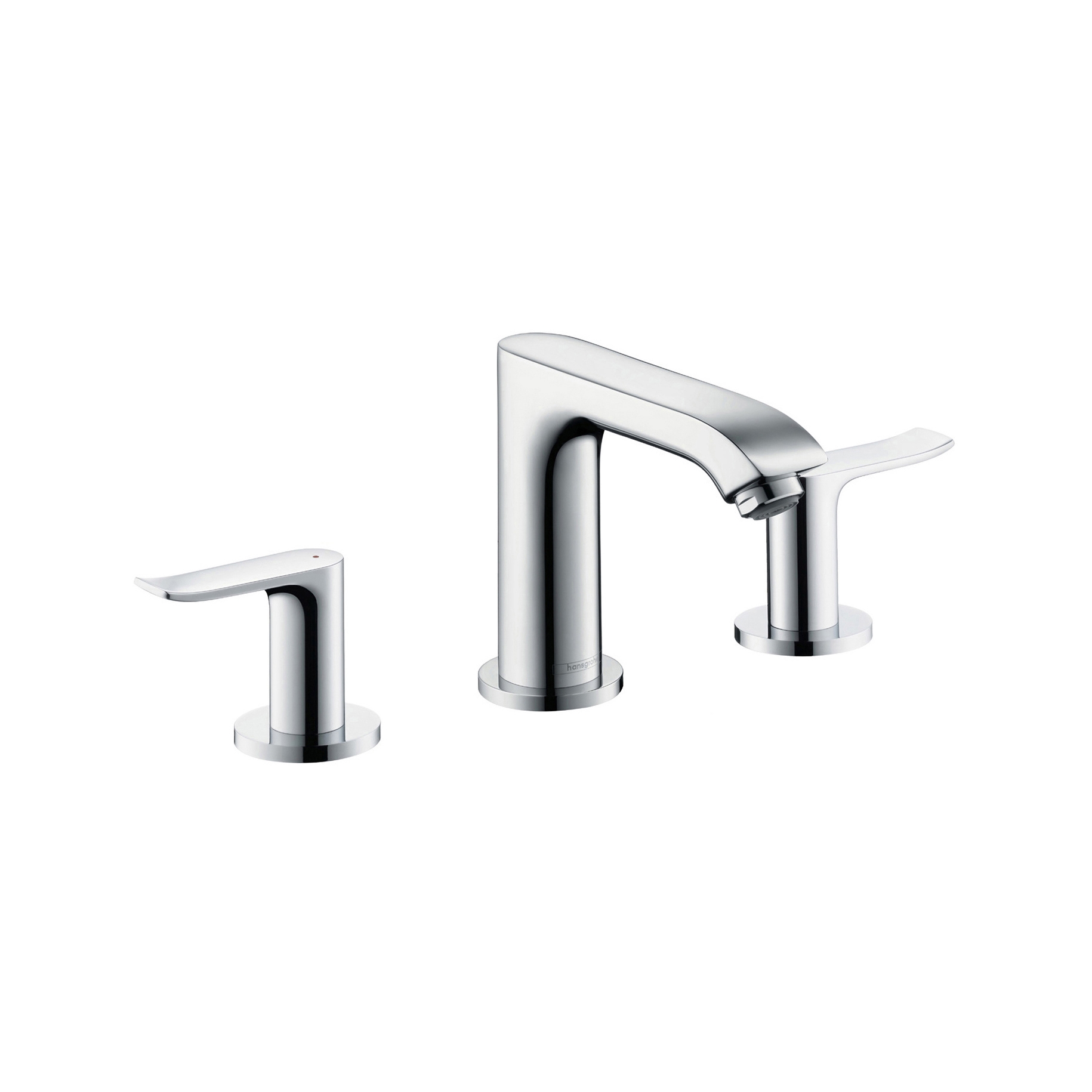 Display product hansgrohe Metris 3-hole basin mixer 100 with pop-up waste set from manufacturer Hansgrohe
