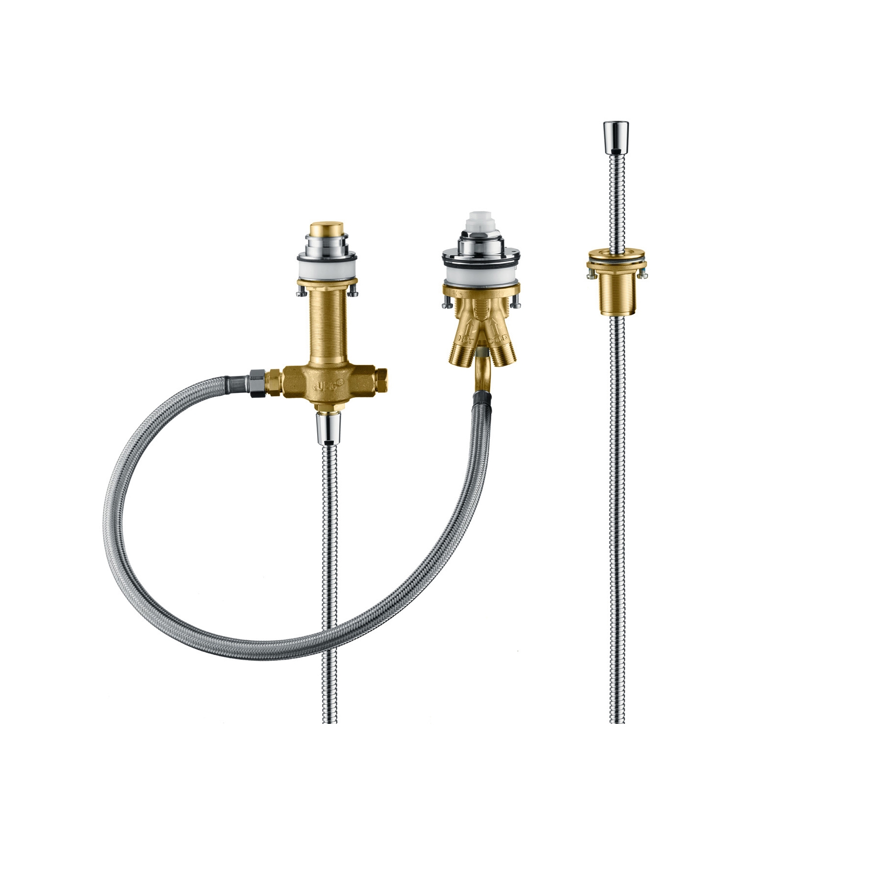 Display product hansgrohe Basic set for 3-hole rim mounted single lever bath mixer from manufacturer Hansgrohe
