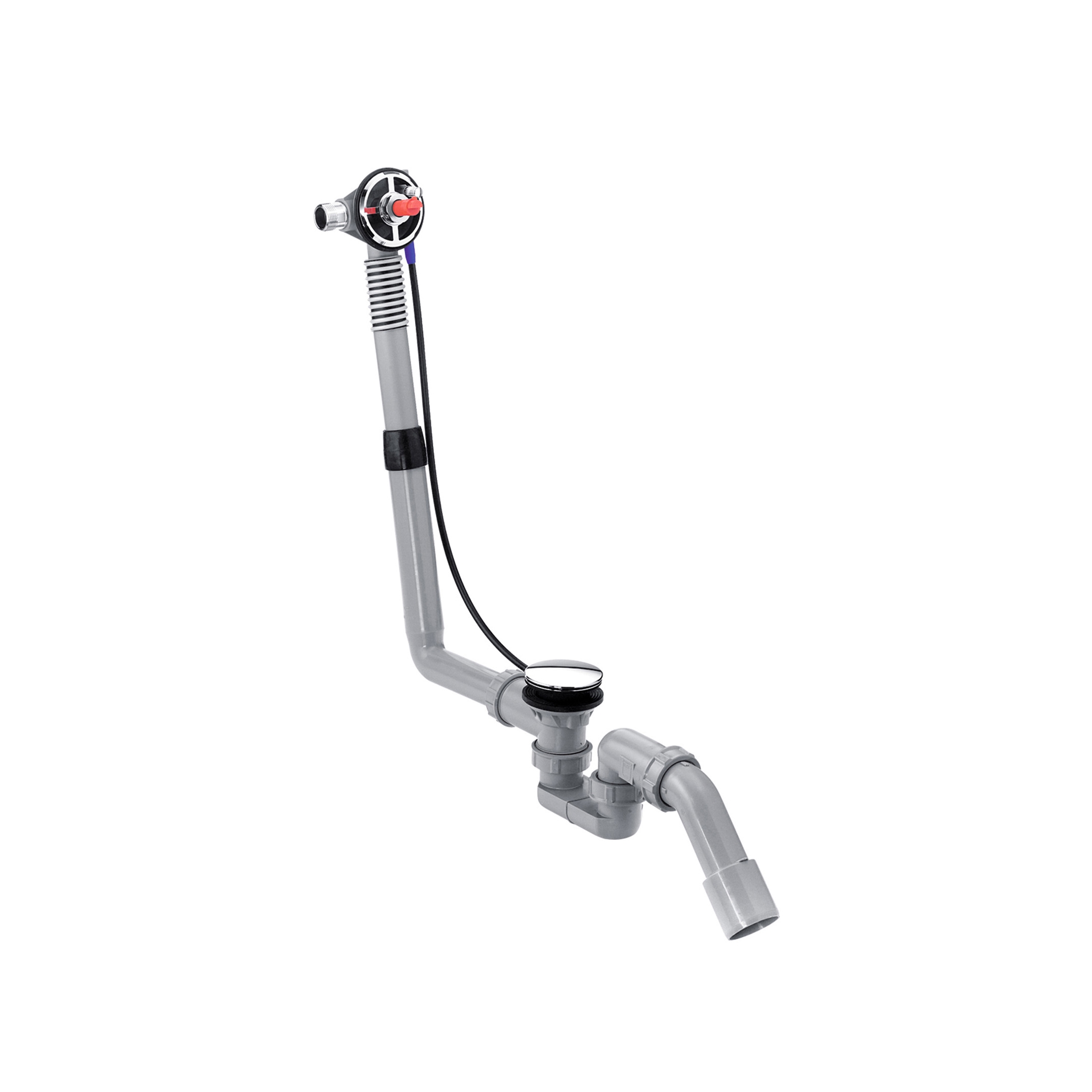 Display product hansgrohe Basic set for Exafill S bath filler finish set with waste and overflow set for standard bath tubs from manufacturer Hansgrohe