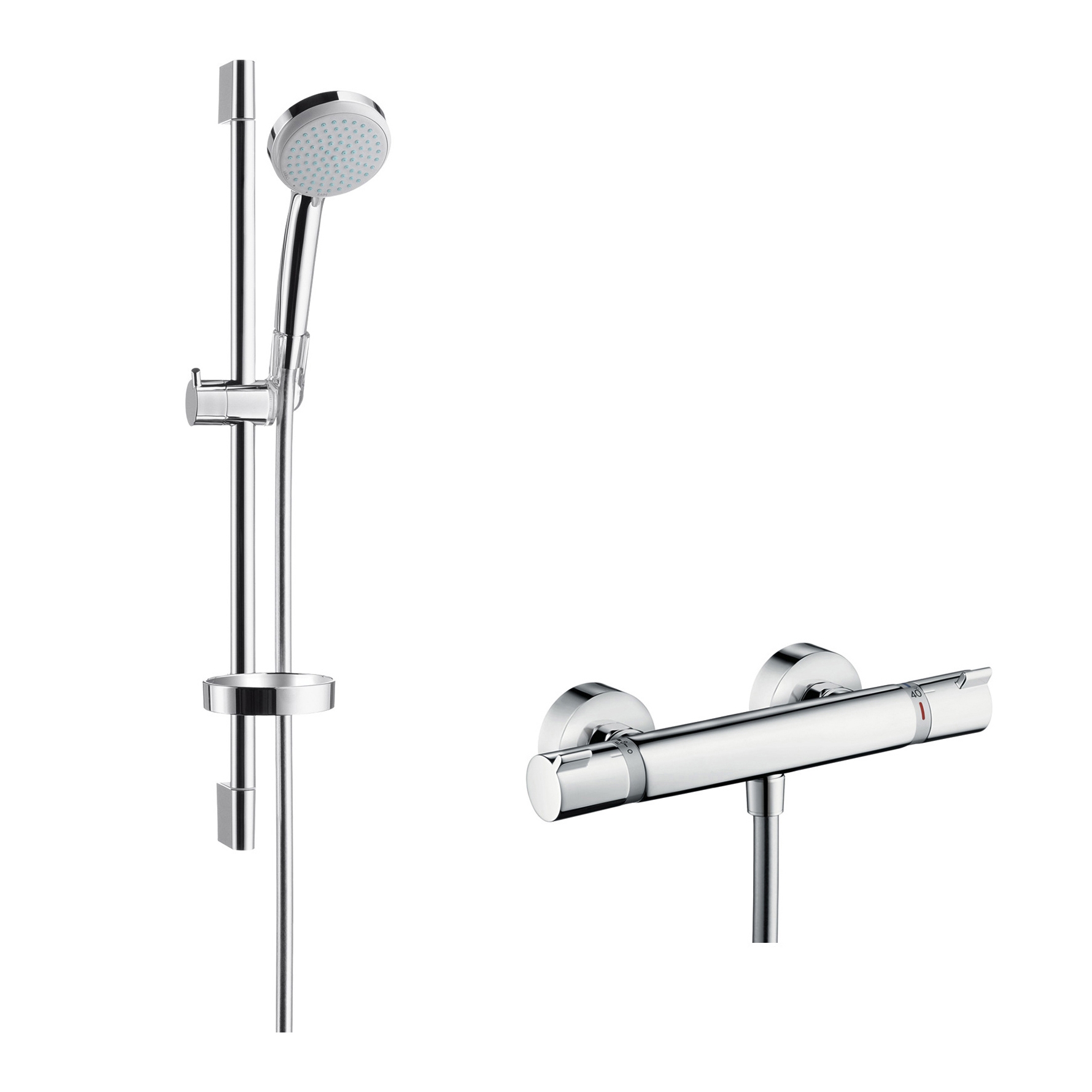 Display product hansgrohe Ecostat Comfort Combi Set 0.65 m with Croma 100 Vario hand shower from manufacturer Hansgrohe