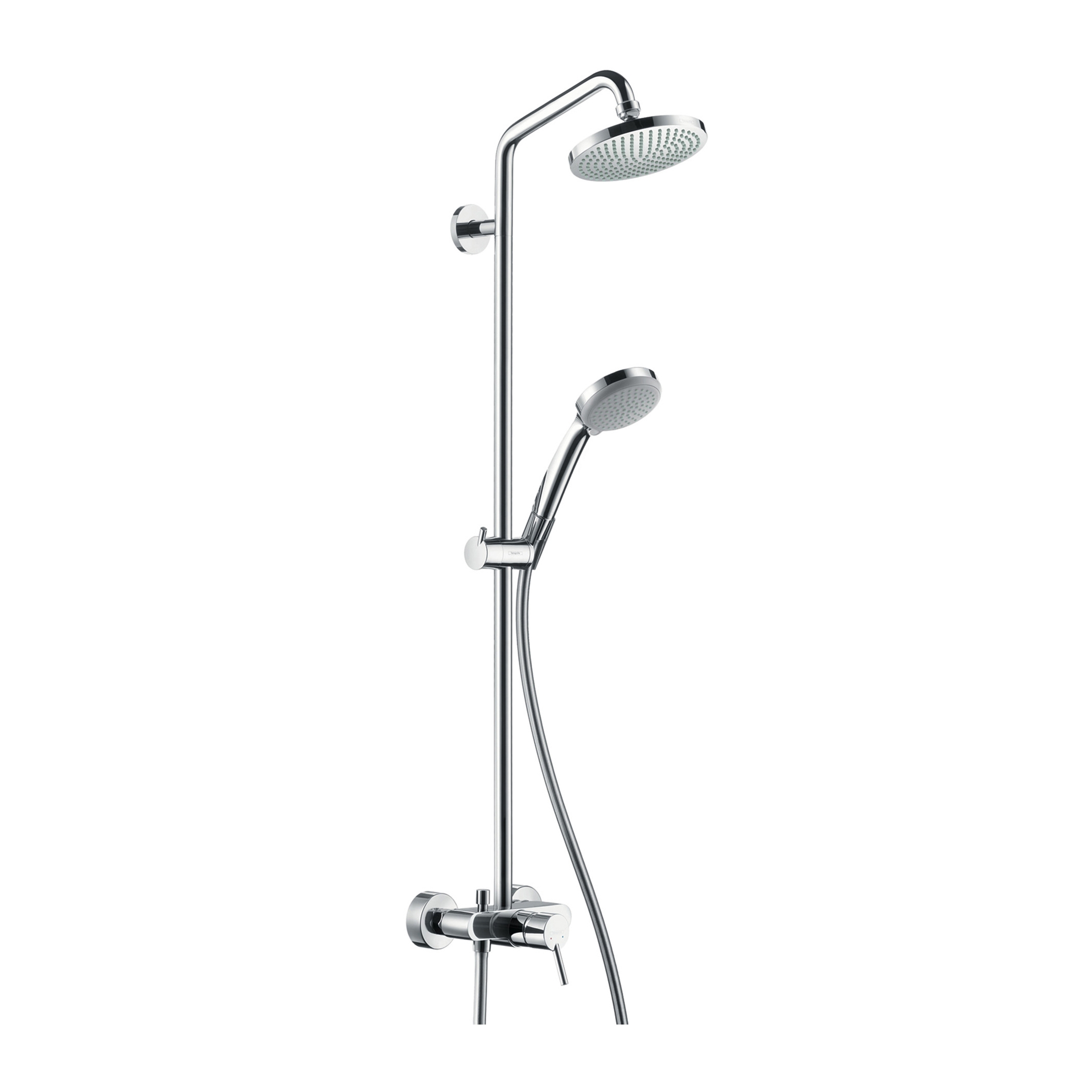Display product hansgrohe Croma 100 1jet Showerpipe with single lever mixer from manufacturer Hansgrohe