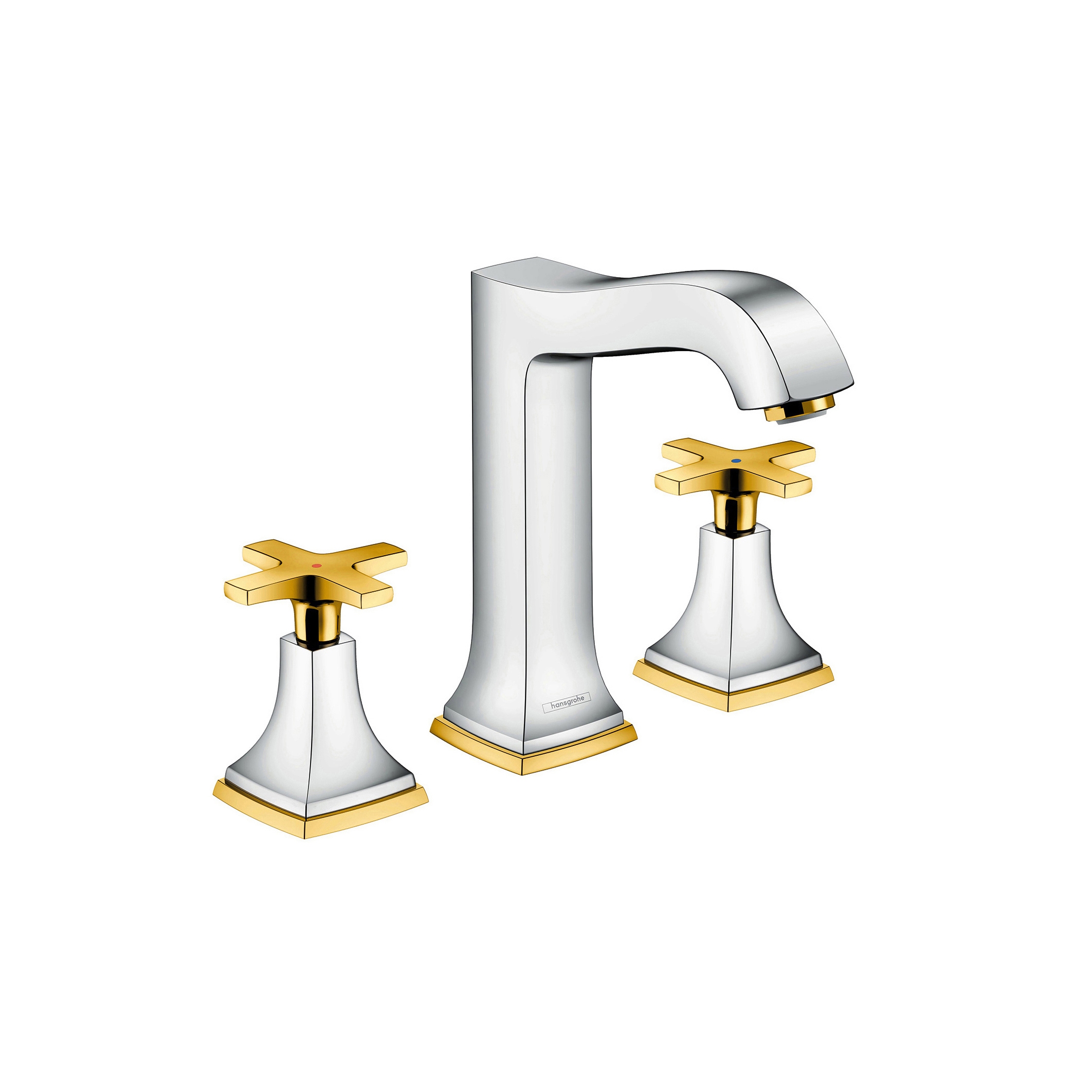 hansgrohe Metropol Classic 3-hole basin mixer 160 with cross handle, with pop-up waste set