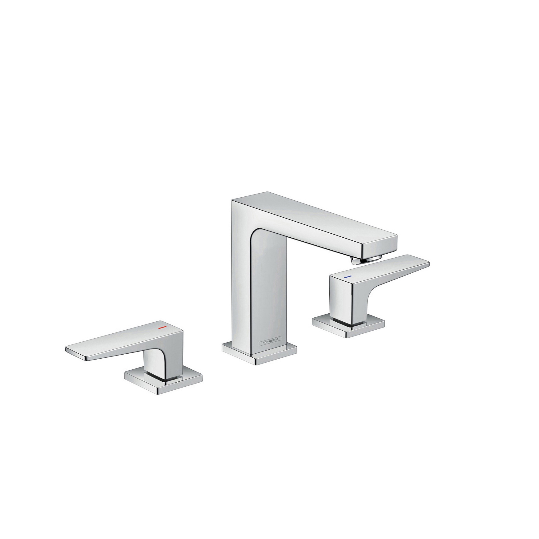 Display product hansgrohe Metropol 3-hole basin mixer 110 with lever handles and push-open waste set from manufacturer Hansgrohe
