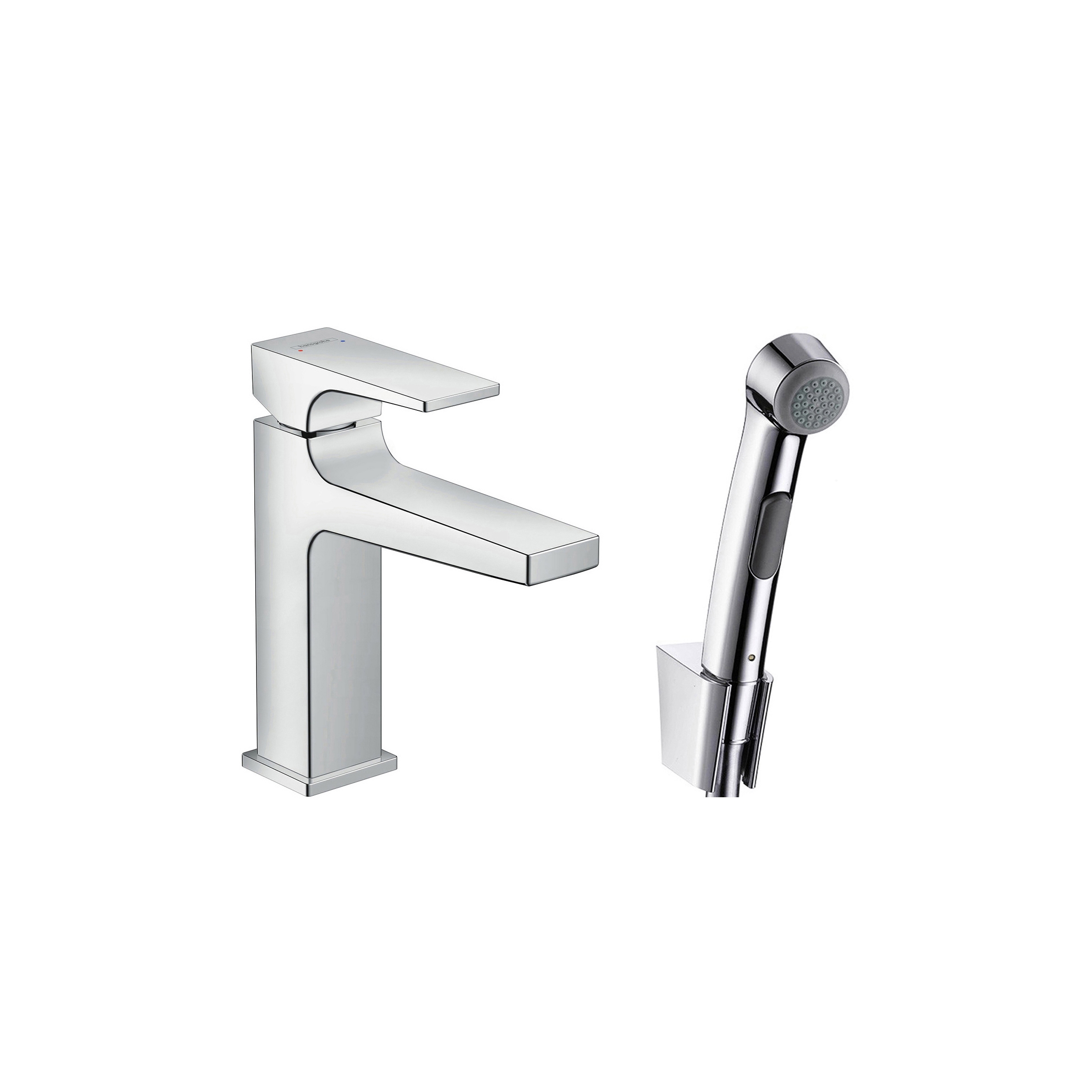 Mostrar el producto hansgrohe Metropol Mezclador monomando de lavabo con teleducha de bidé con manecilla plana y vaciador Push-Open del fabricante Hansgrohe